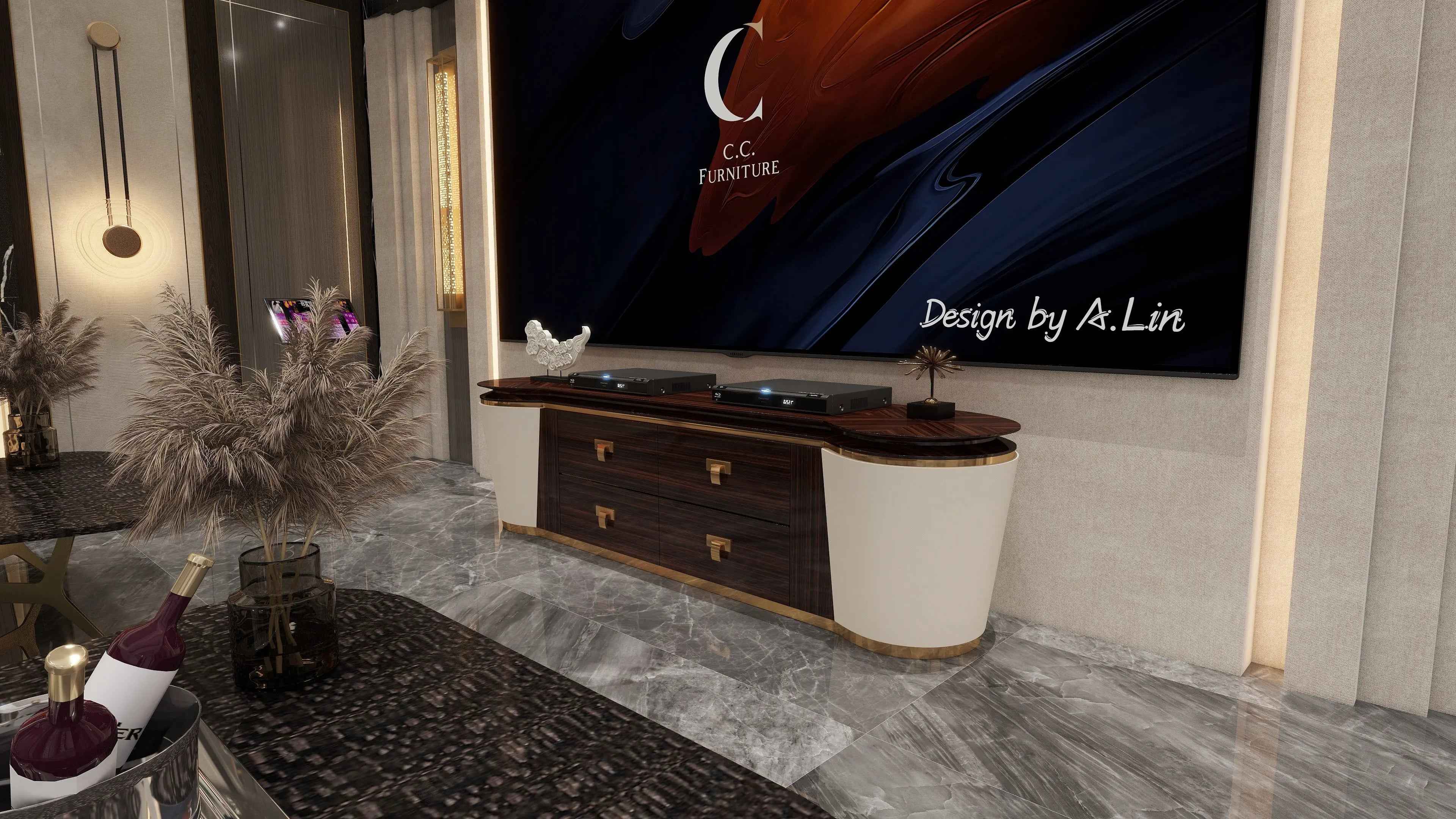 Modern Luxury TV Stand - Contemporary Entertainment Center W008H12 Bentley TV Cabinet