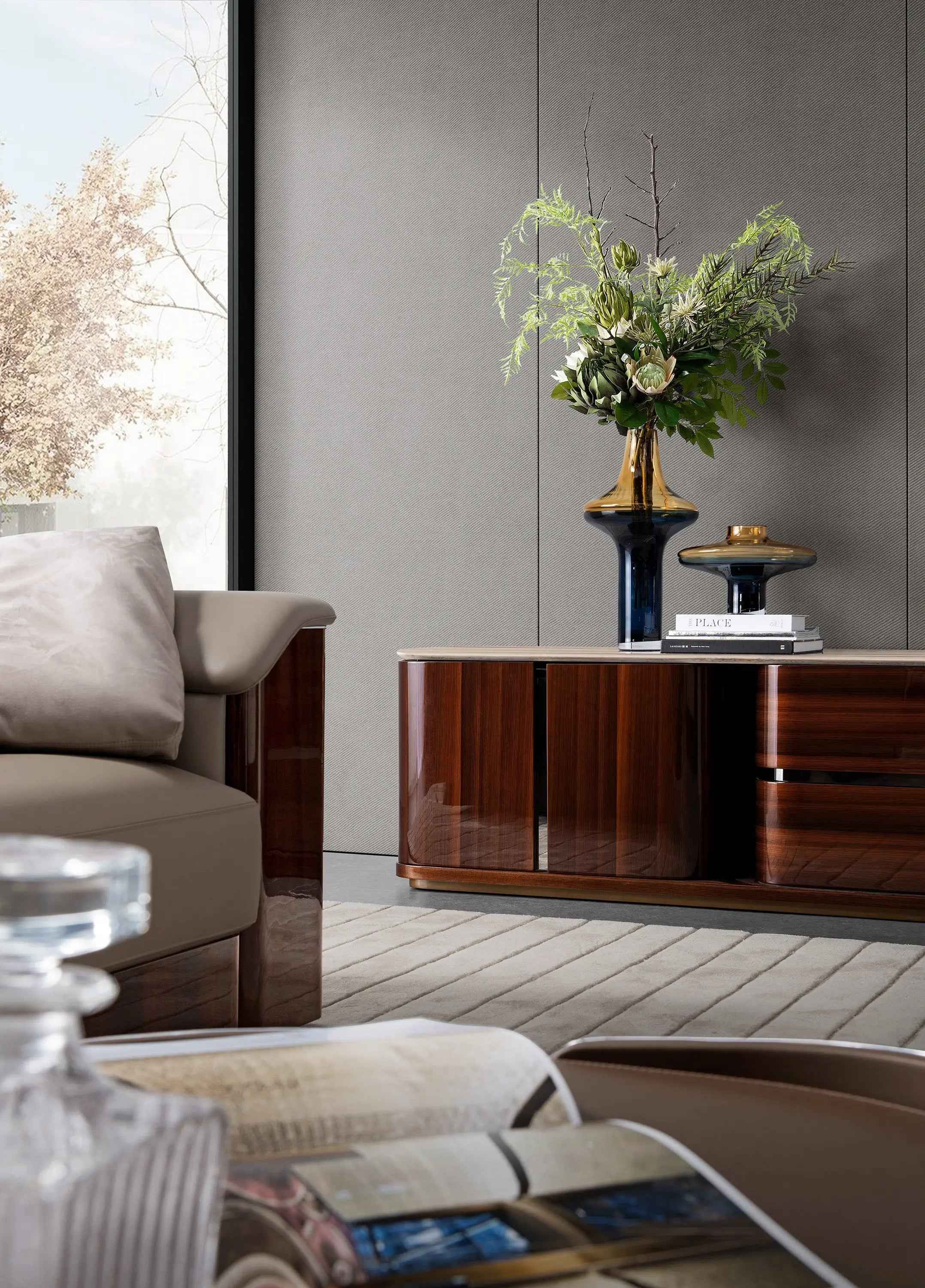 Modern TV Stand Furniture - Sleek Entertainment Center W016H12 Bentley Style Harrow Sideboard TV Cabinet