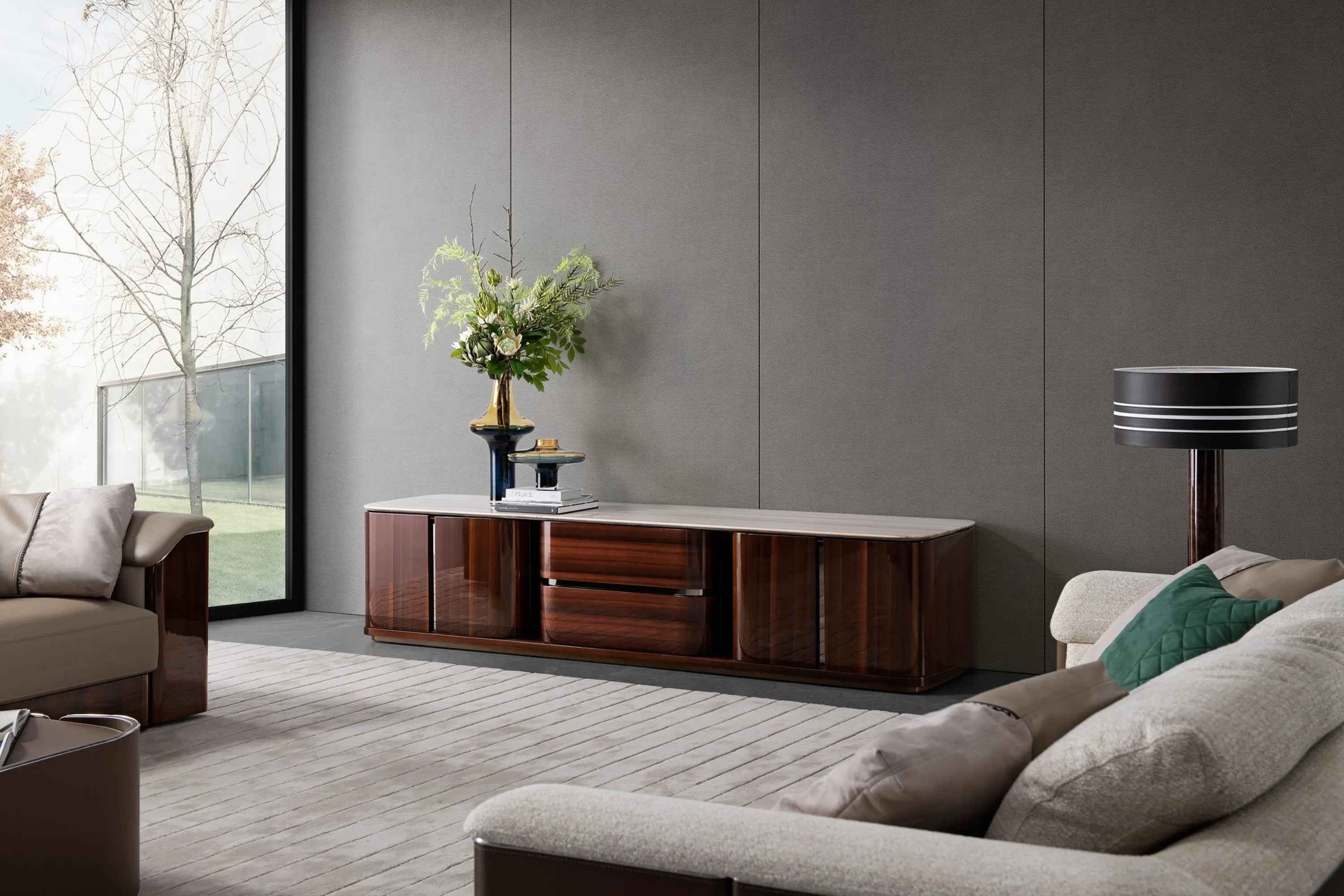 Modern TV Stand Furniture - Sleek Entertainment Center W016H12 Bentley Style Harrow Sideboard TV Cabinet