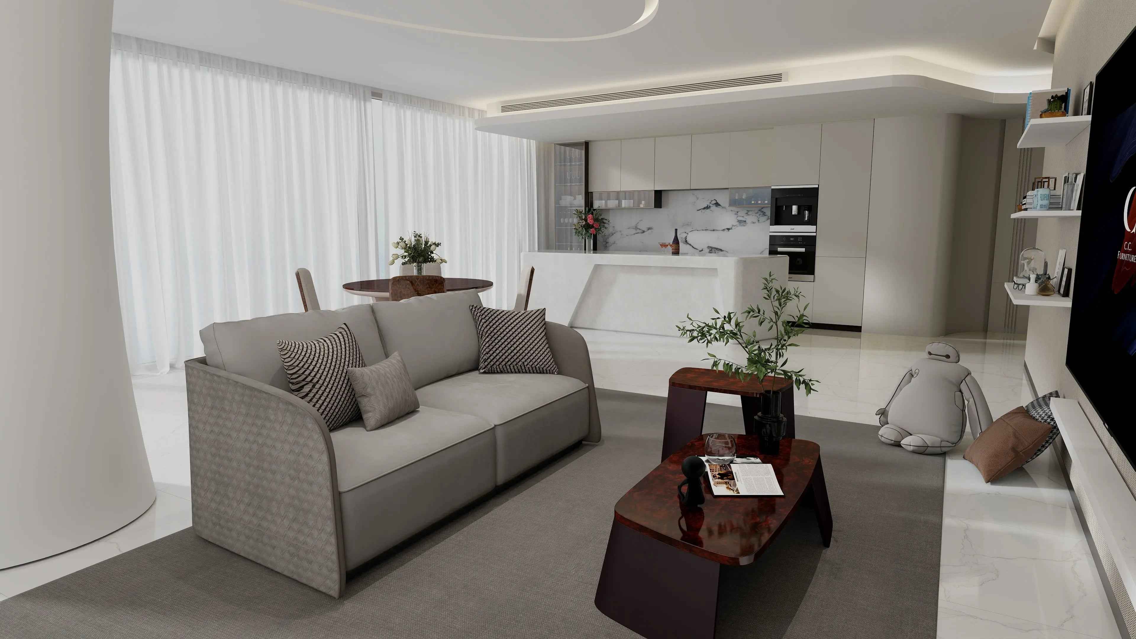 Modern luxury walnut veneer coffee table W001H3 Bentley style Kew Coffee Table Tea table Coner table