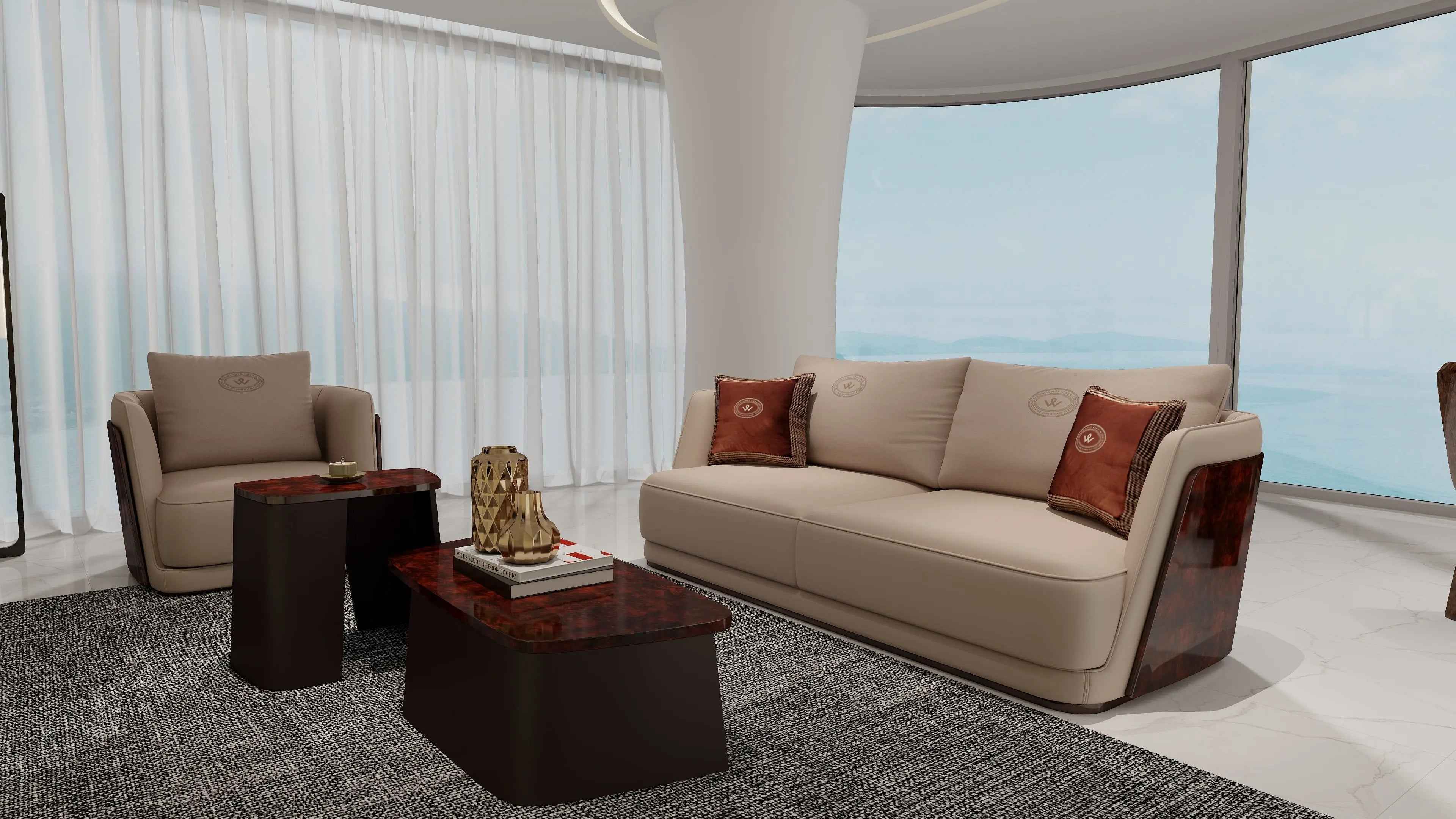 Modern luxury walnut veneer coffee table W001H3 Bentley style Kew Coffee Table Tea table Coner table