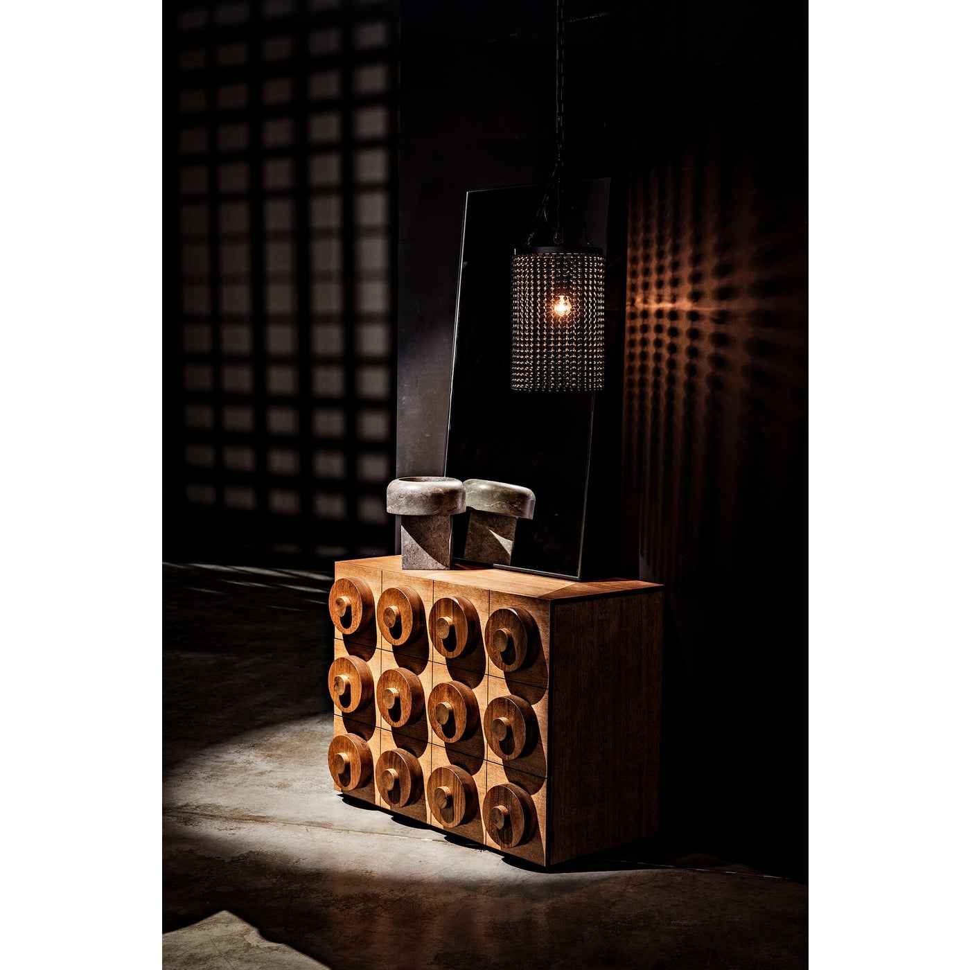 Stacked Relief Design: Aesthetic and Functional Drawer Cabinet