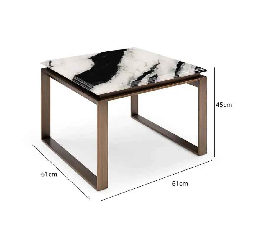 Panda White Marble Corner Table - Nature-Inspired Elegance for YourSpace W011H6A Visionnaire style Atreyu Coffee Table Tea table Coner table
