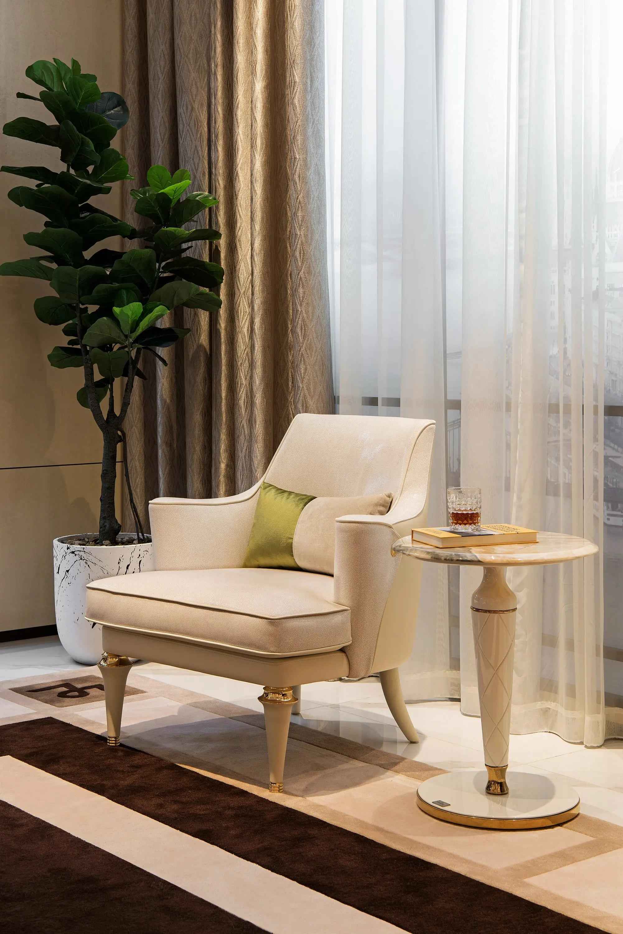 Round Marble White Side Table W012H6B Bentley Coffee Table Tea table Coner table