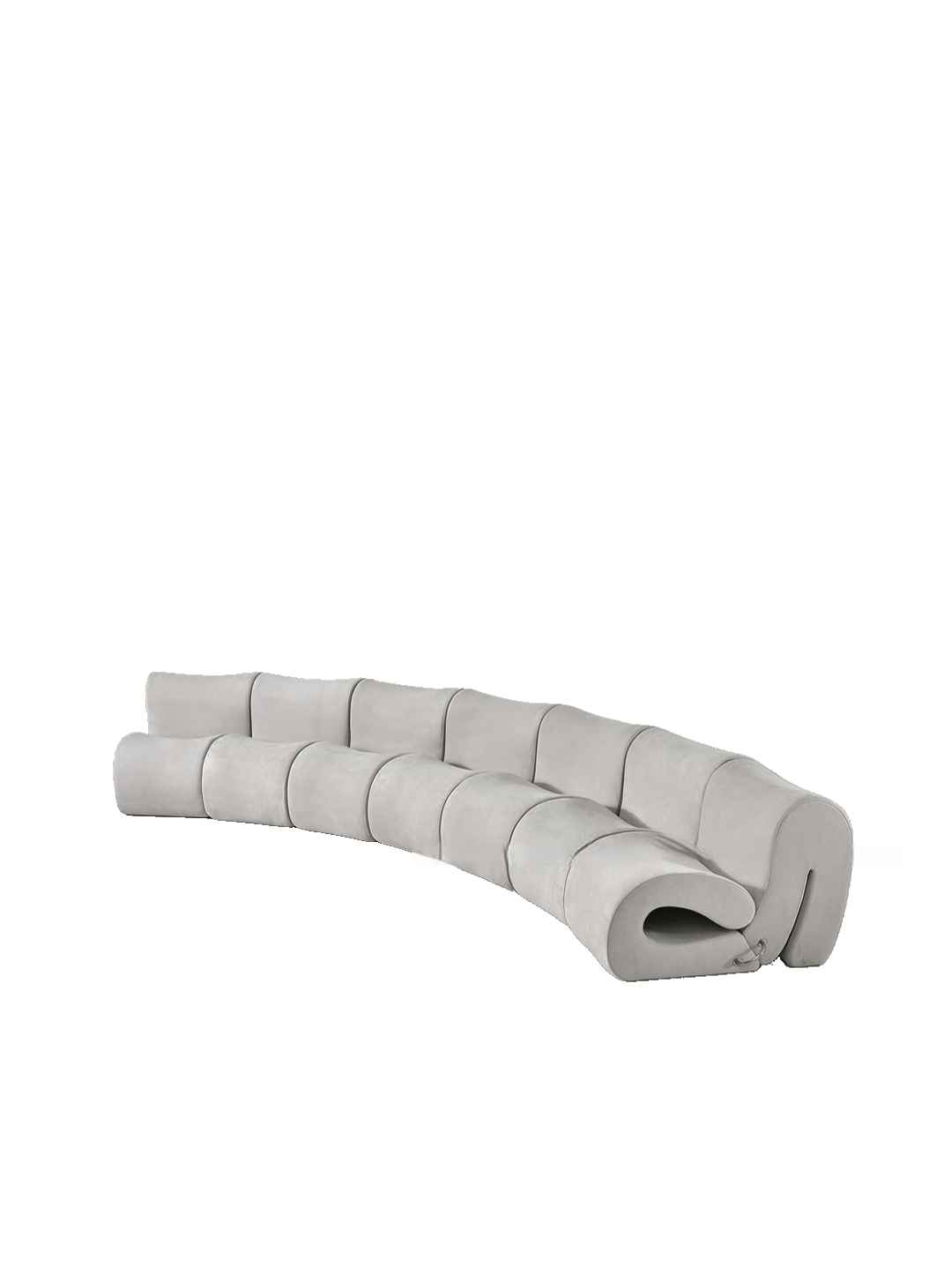 SF-517 Water Wave Sofa Curved Multi-Person Fabric Sofa