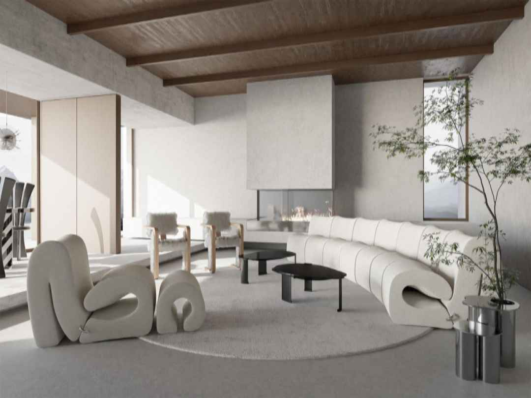 SF-517 Water Wave Sofa Curved Multi-Person Fabric Sofa