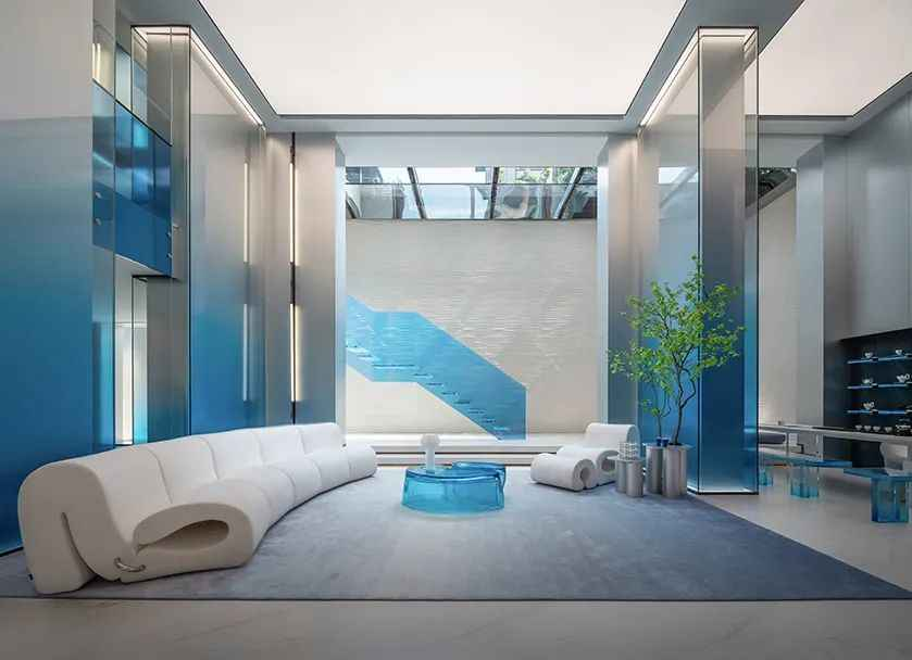 SF-517 Water Wave Sofa Curved Multi-Person Fabric Sofa