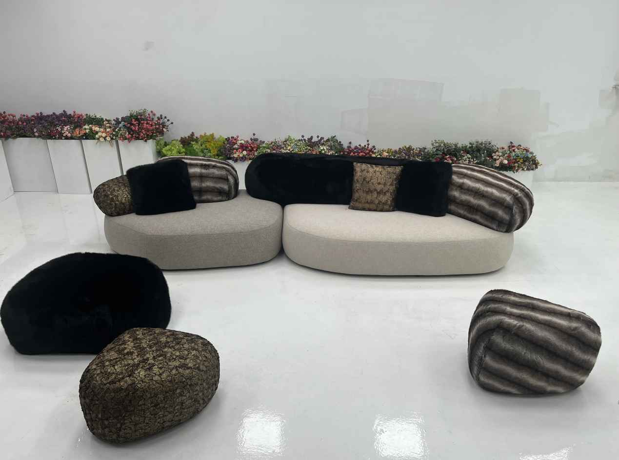 SF-521 sofa Italian Minimalist Fabric Shaped Modular Pebble Sofa Set