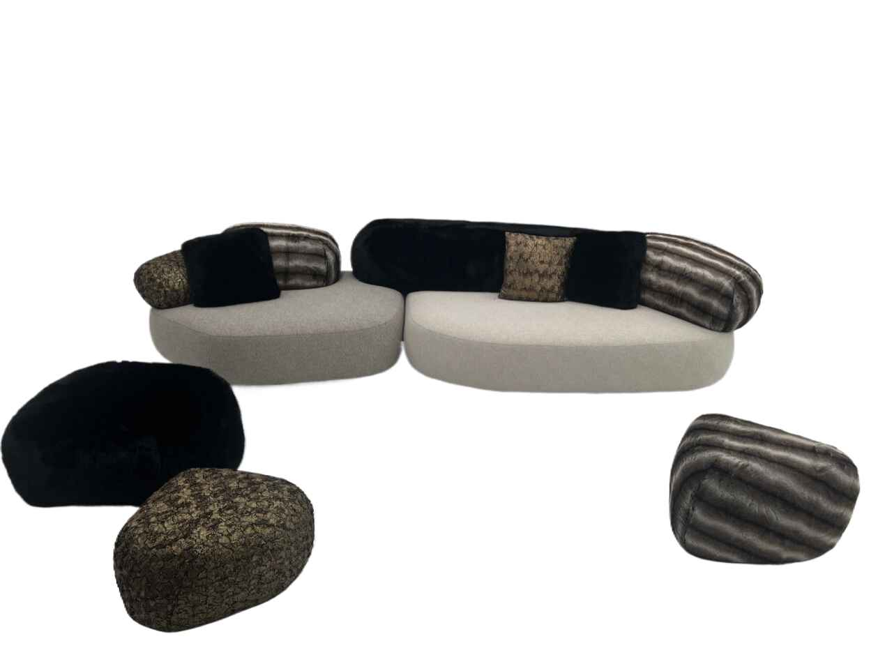 SF-521 sofa Italian Minimalist Fabric Shaped Modular Pebble Sofa Set