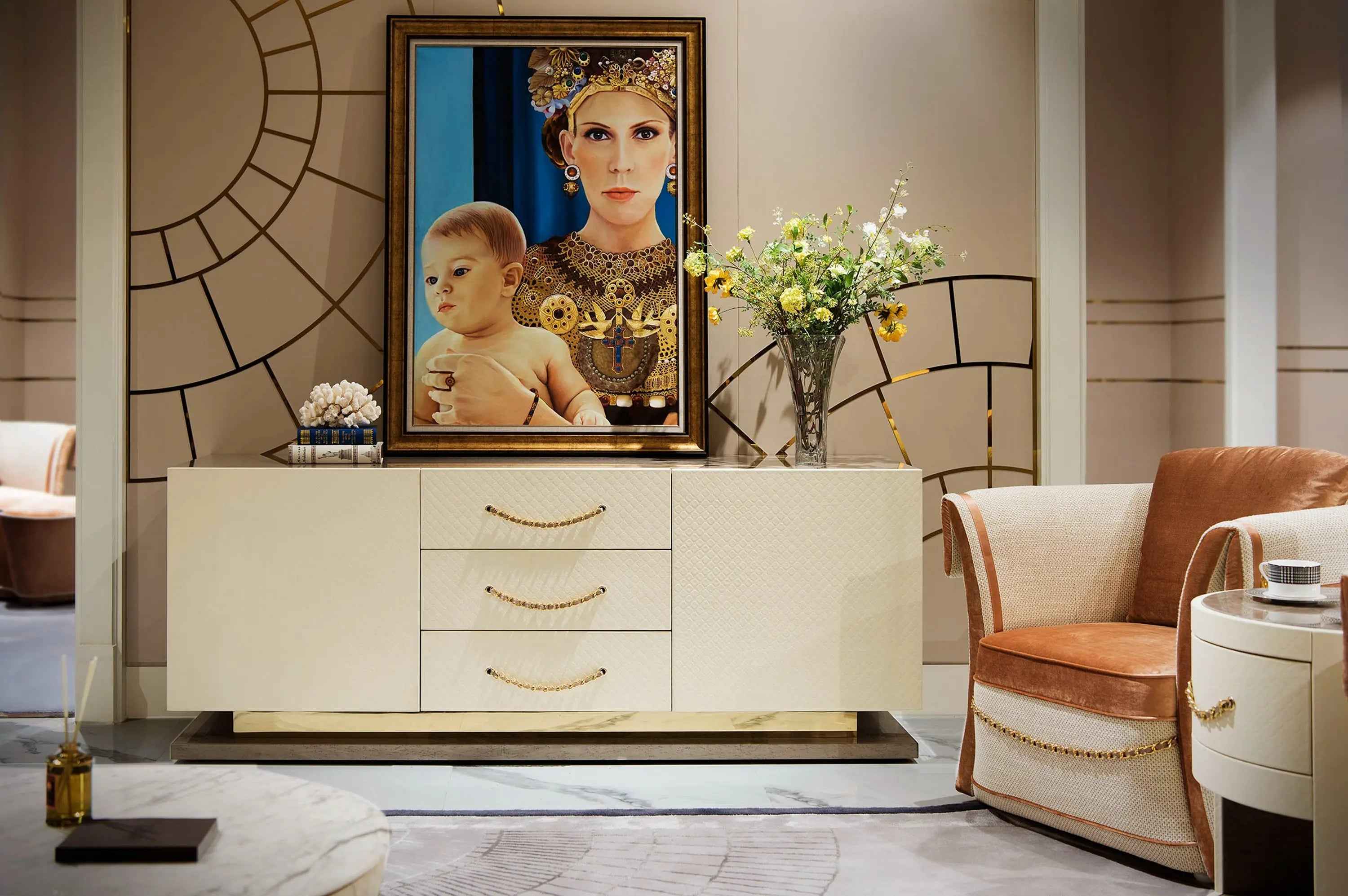 Simple Design Modern Living Room White Leather TV Stand W005H12A Colombostile style TV stand,TV cabinet,sideboard