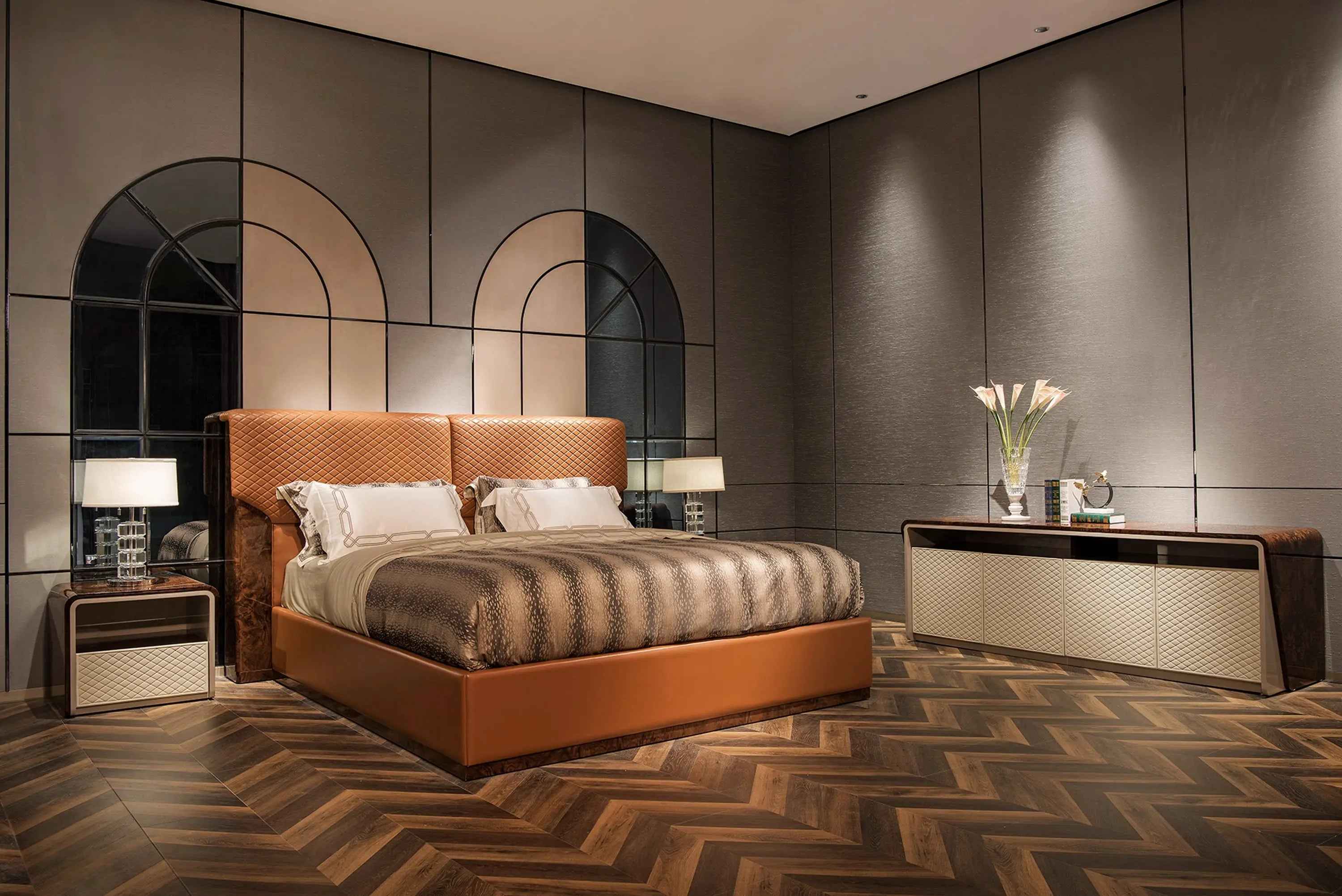 Upholstered Kingsize Modern Leather Bed W006B10 Bentley style Berwick Bed Bedroom queen bed, comfortable and soft