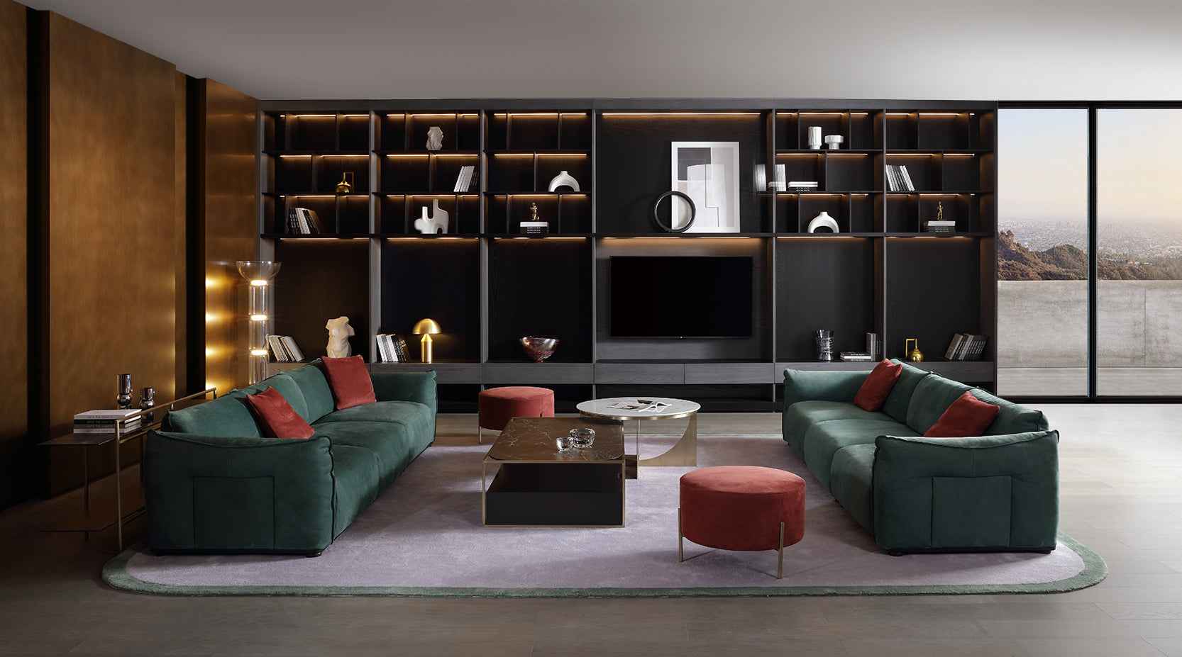 Italian minimalist green and orange leather sofa VJ1-1907 sofa