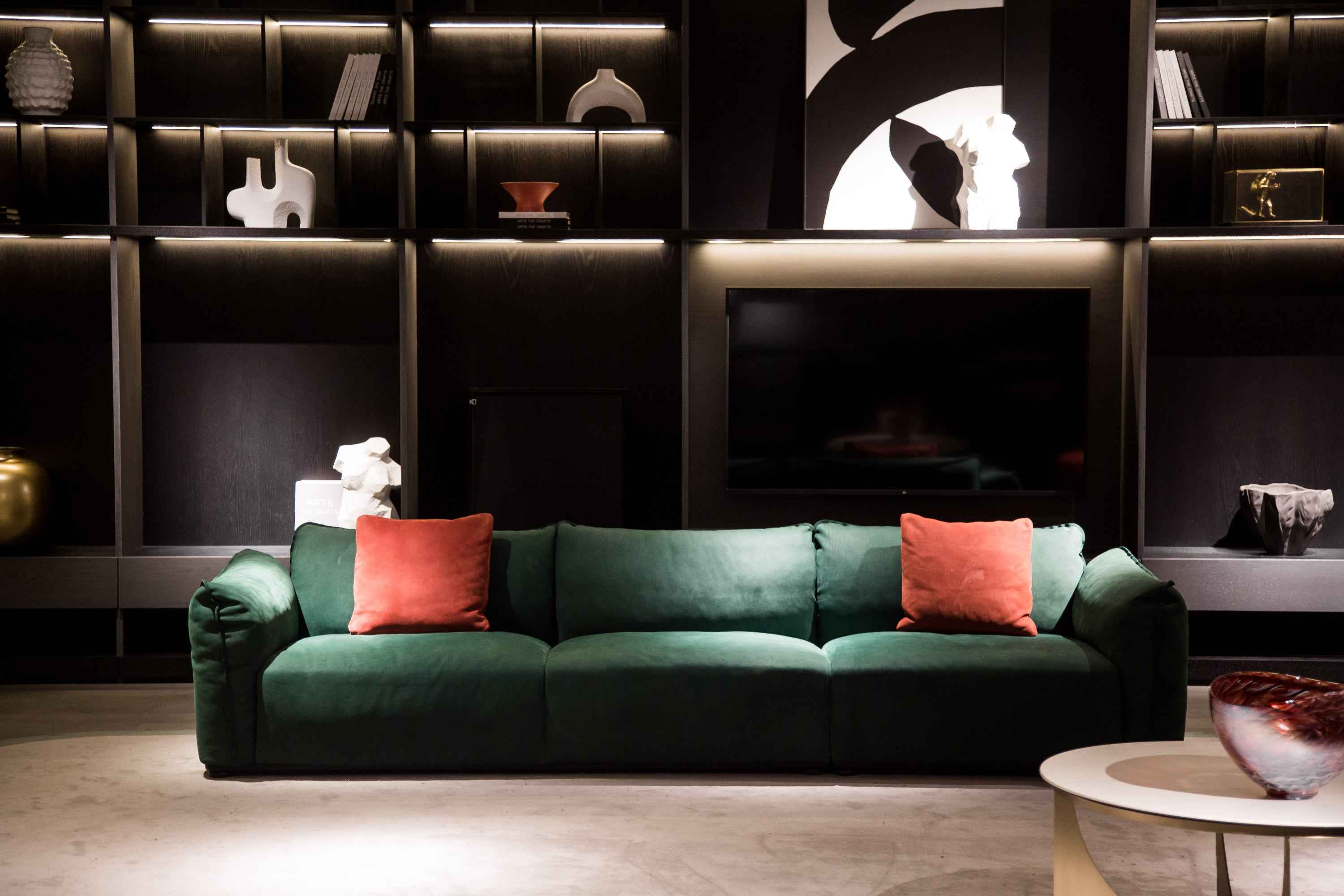 Italian minimalist green and orange leather sofa VJ1-1907 sofa