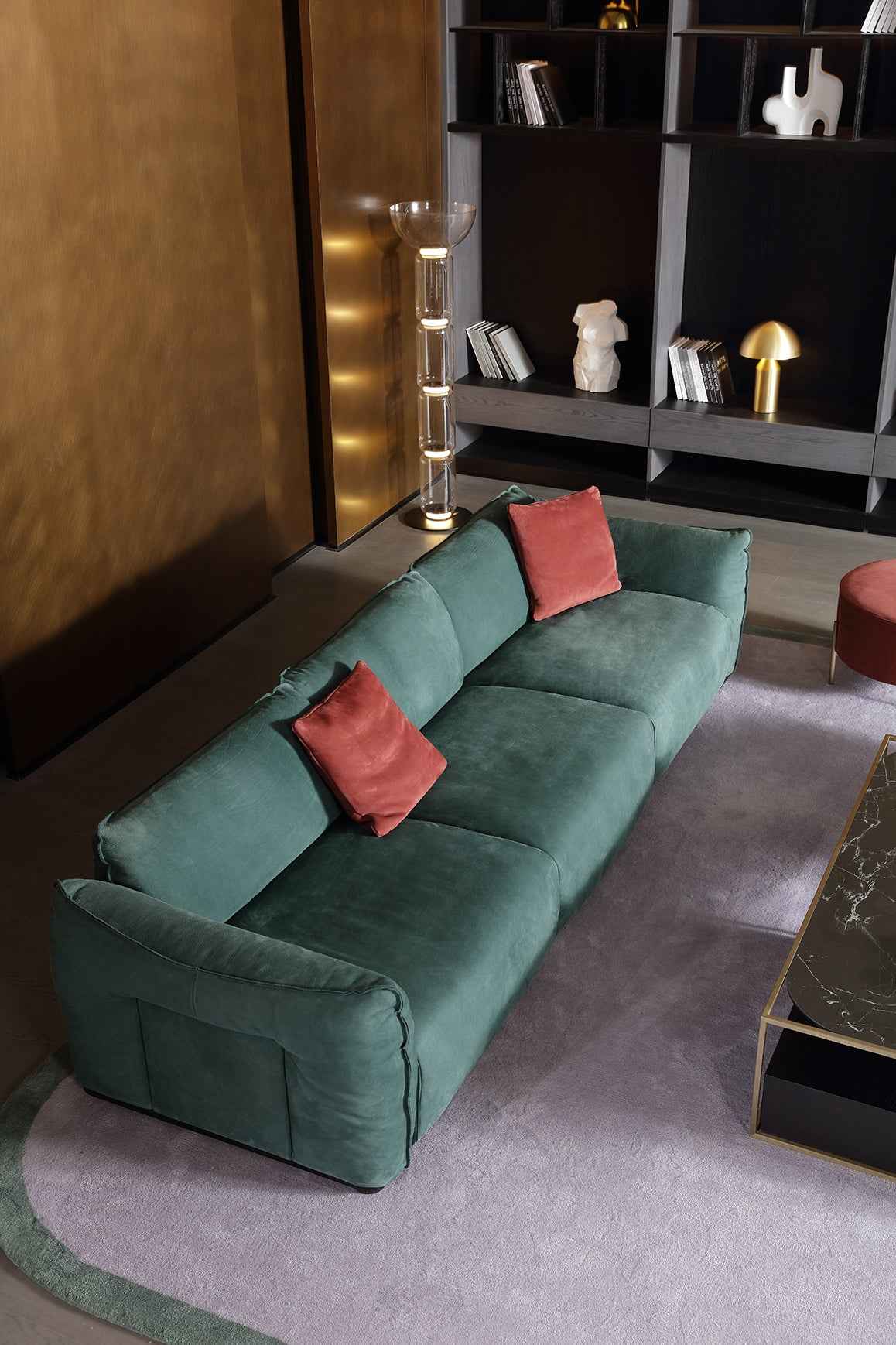 Italian minimalist green and orange leather sofa VJ1-1907 sofa