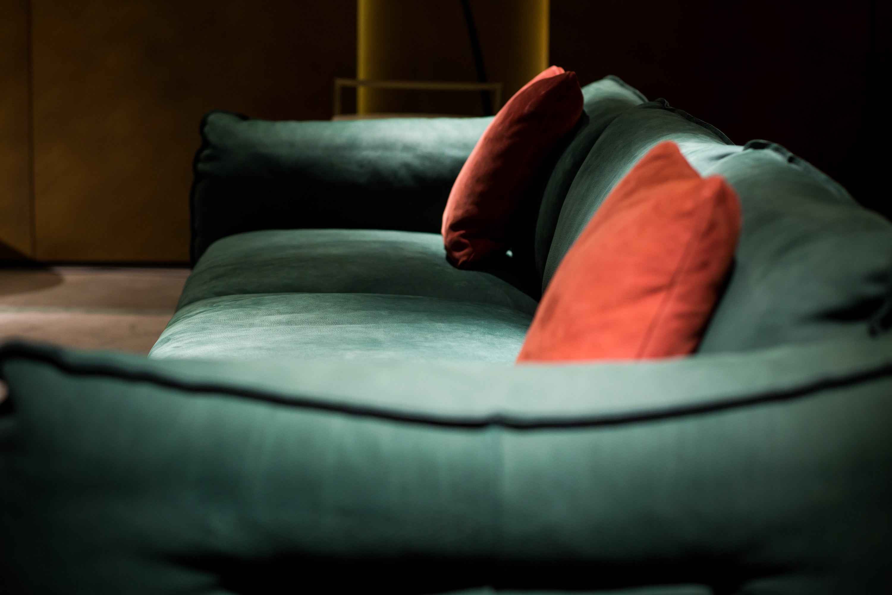 Italian minimalist green and orange leather sofa VJ1-1907 sofa