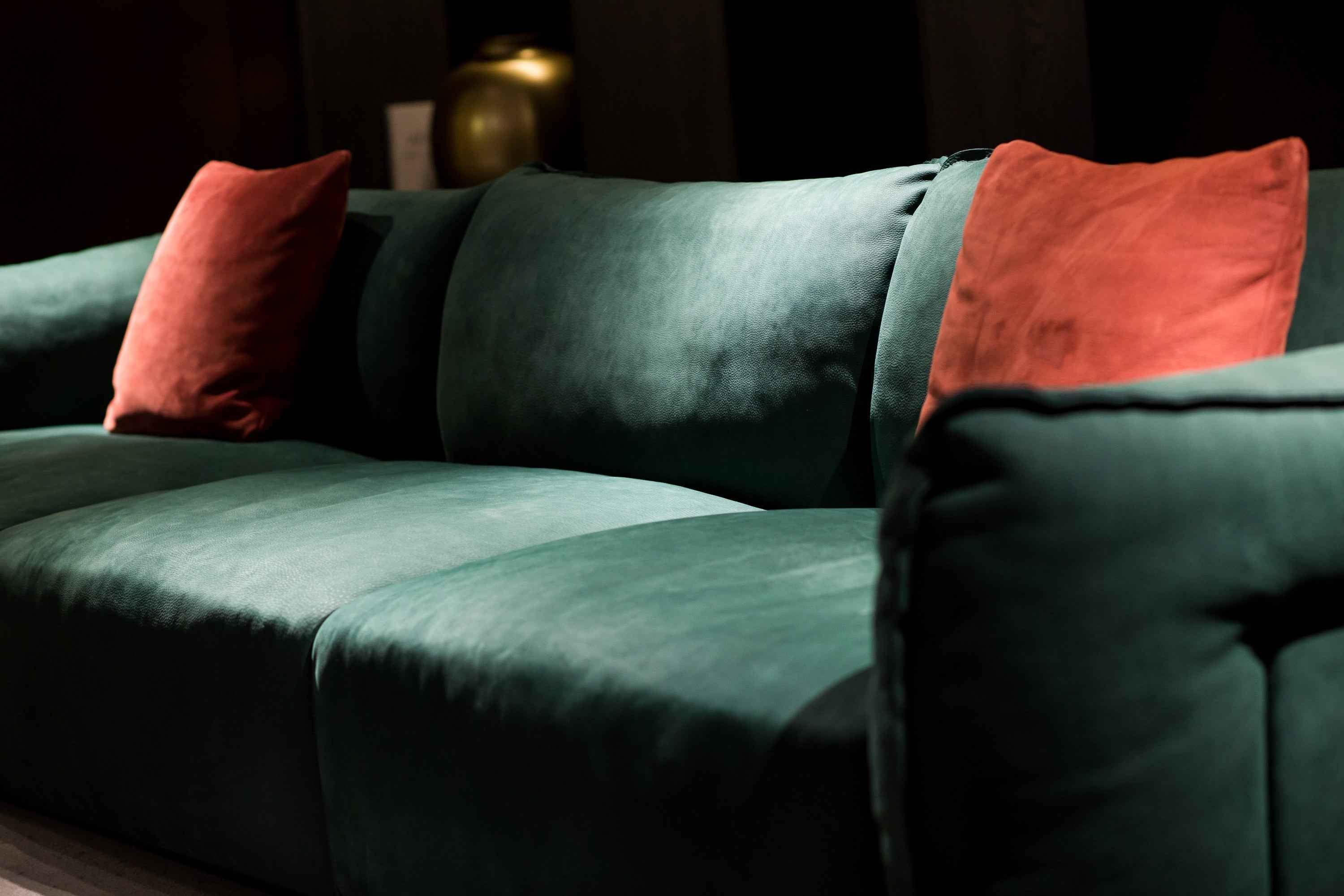 Italian minimalist green and orange leather sofa VJ1-1907 sofa