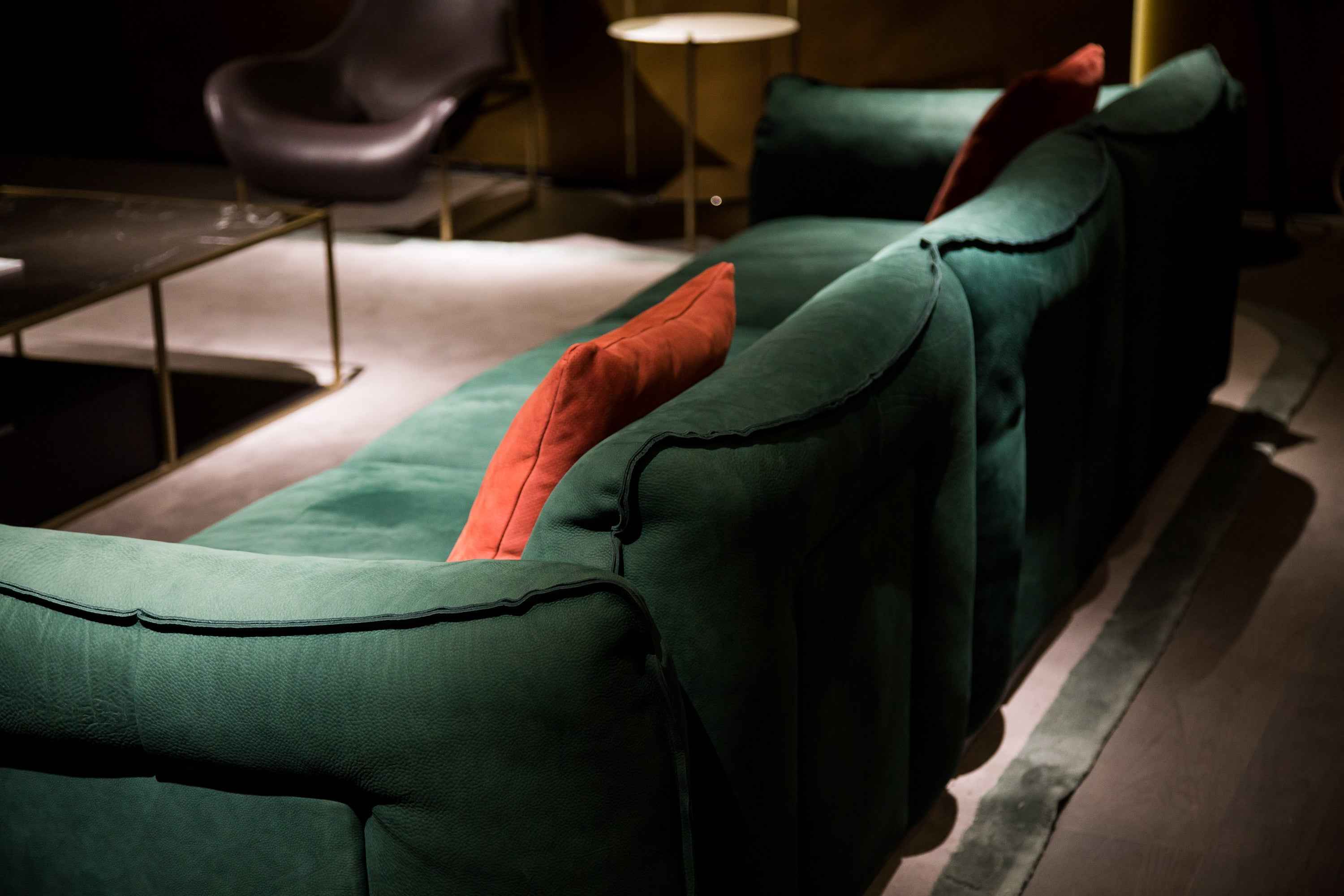 Italian minimalist green and orange leather sofa VJ1-1907 sofa