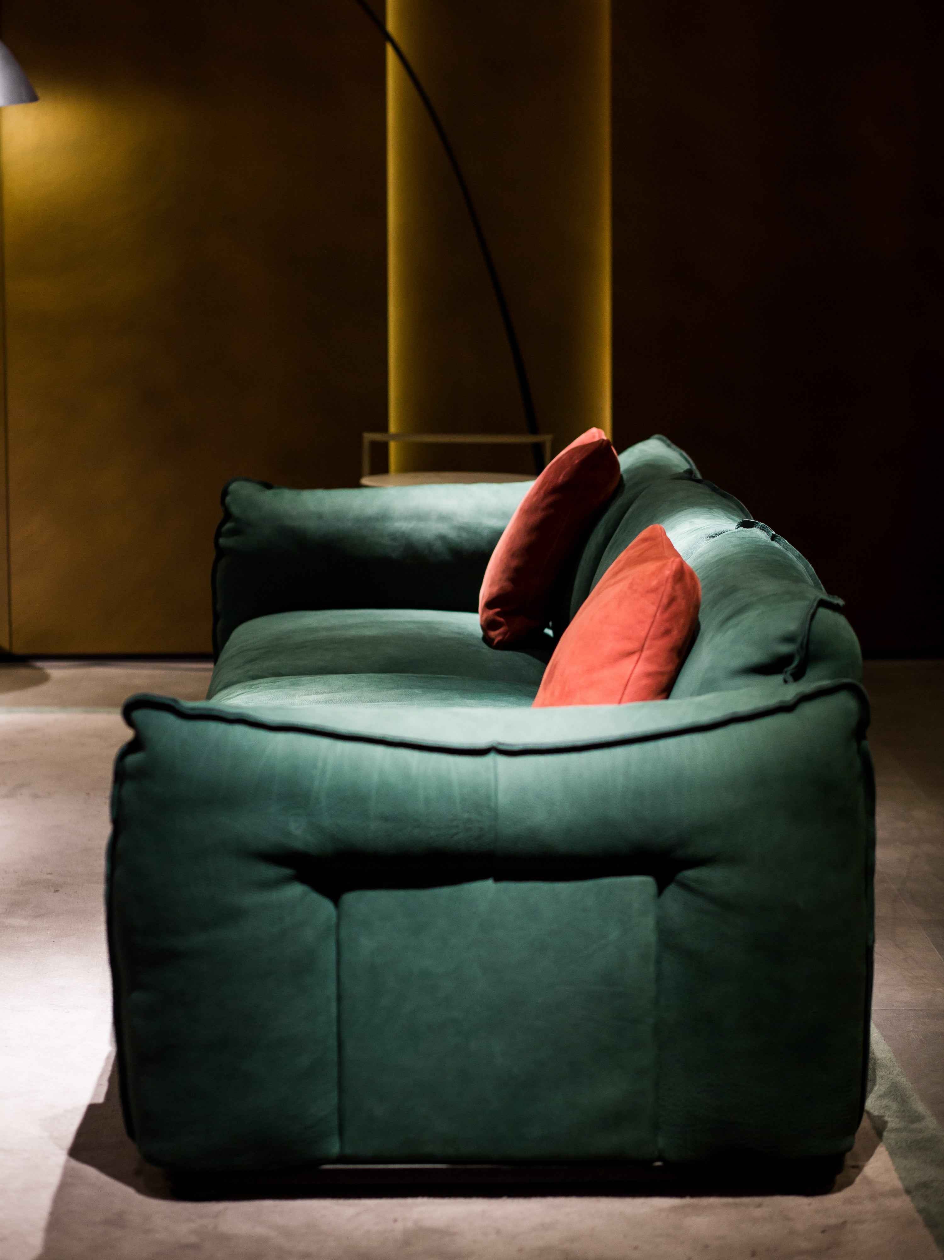 Italian minimalist green and orange leather sofa VJ1-1907 sofa