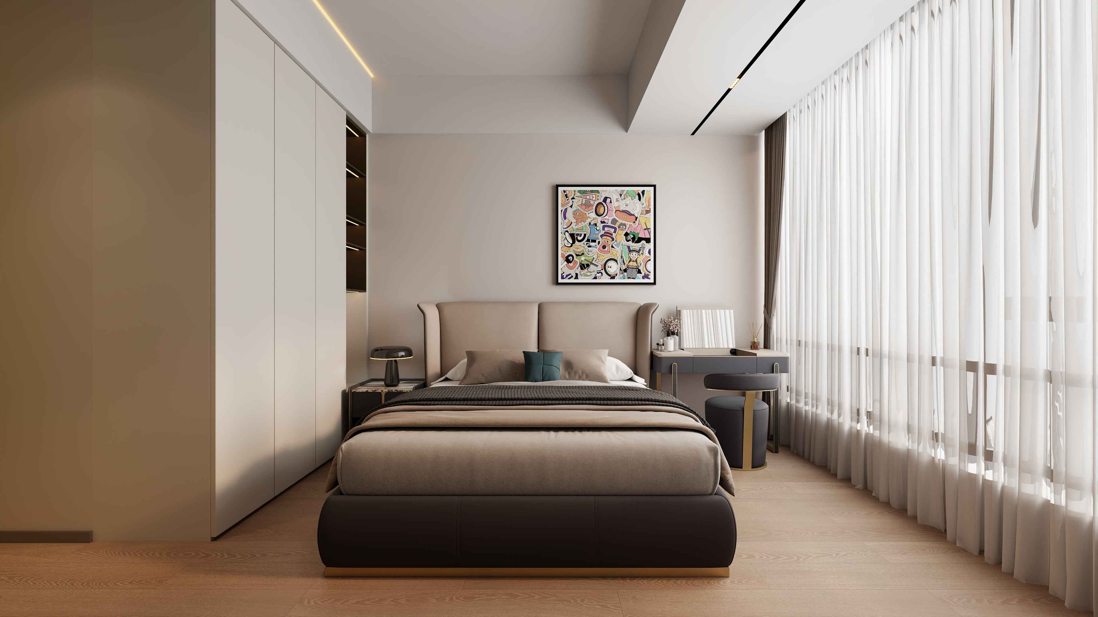 Italian Minimalist Microfiber Bed Set KB-VVCASA-BED-VX5-2105-1 Bed