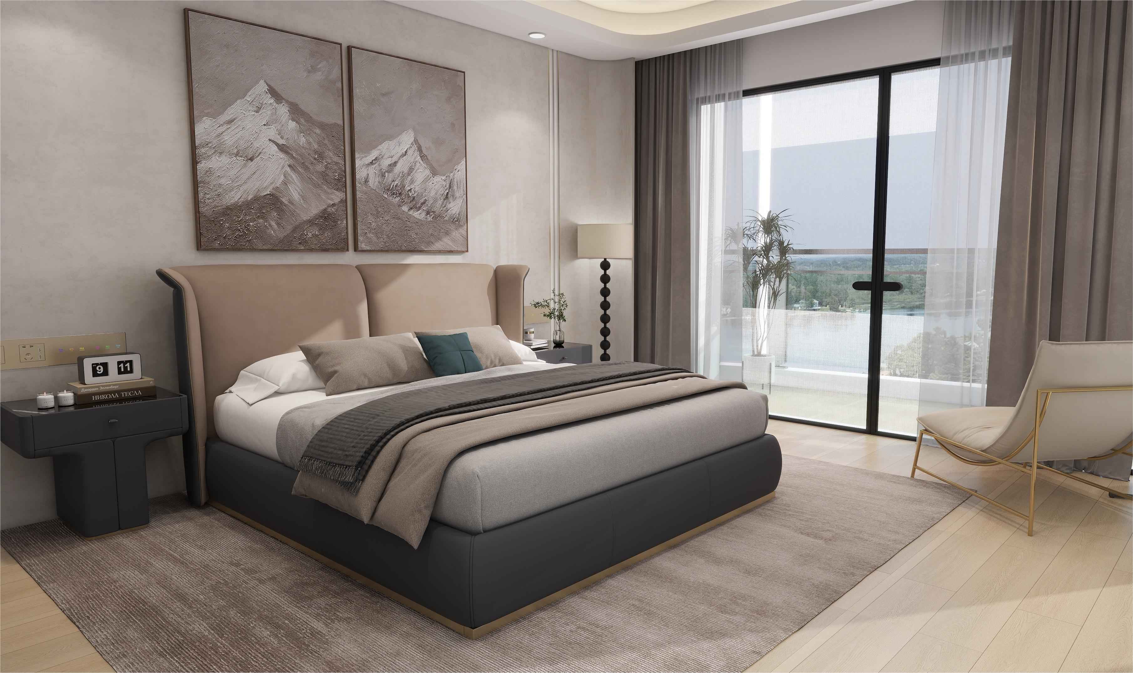 Italian Minimalist Microfiber Bed Set KB-VVCASA-BED-VX5-2105-1 Bed