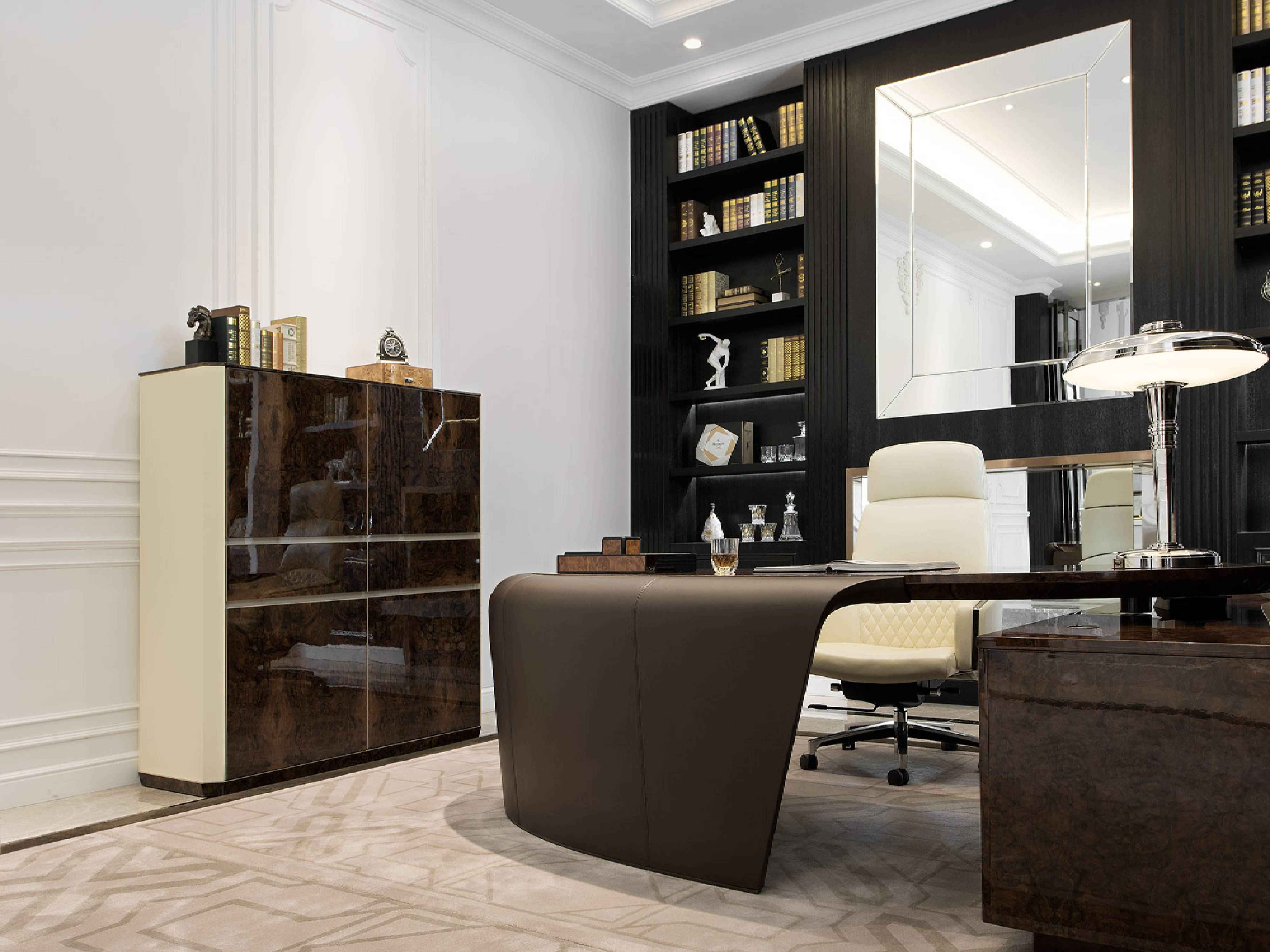 High Gloss Finished Veneer Leather Bookcase W001S26 Bentley bookcase office bookshelf