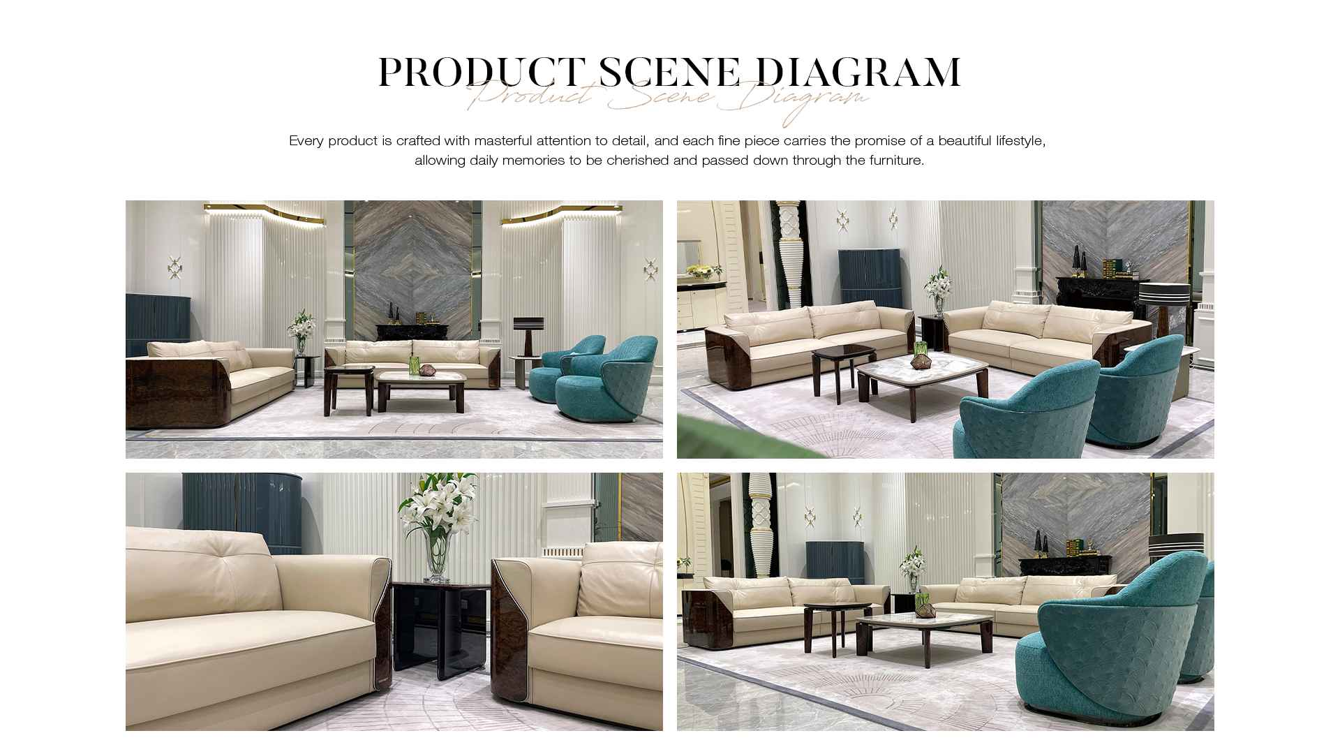 Leather furniture sofa living room light luxury modern sofa set W019SF2 Visionnaire style Fitzgerald Sofa