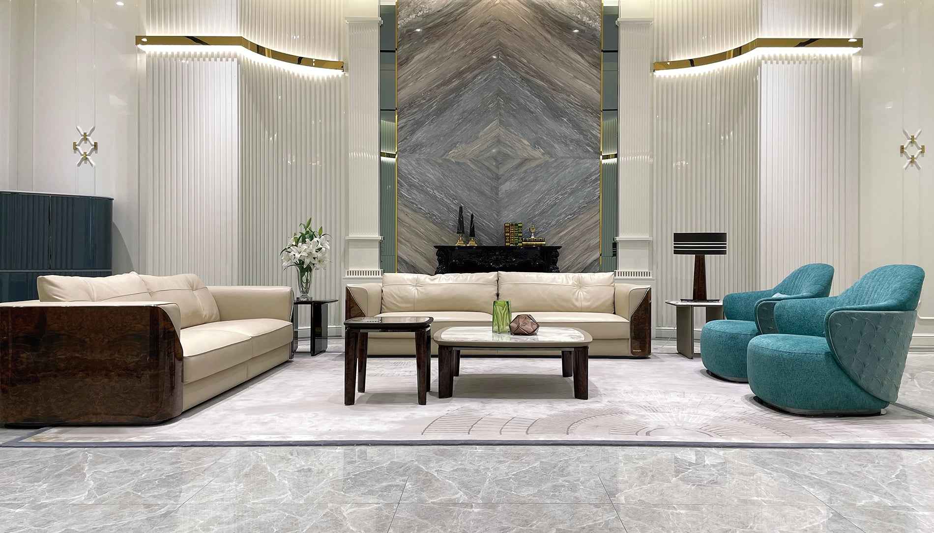 Leather furniture sofa living room light luxury modern sofa set W019SF2 Visionnaire style Fitzgerald Sofa