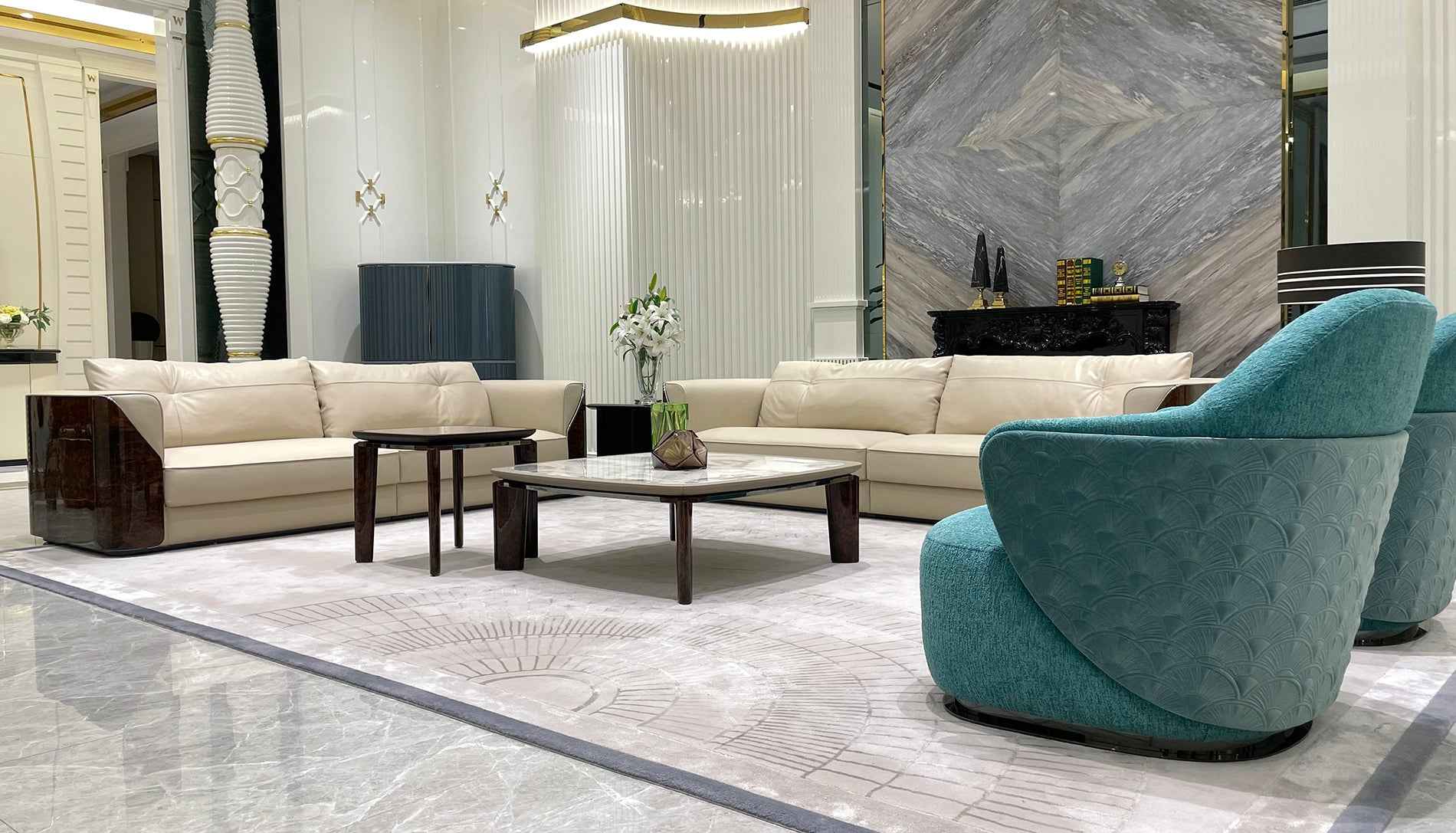 Leather furniture sofa living room light luxury modern sofa set W019SF2 Visionnaire style Fitzgerald Sofa