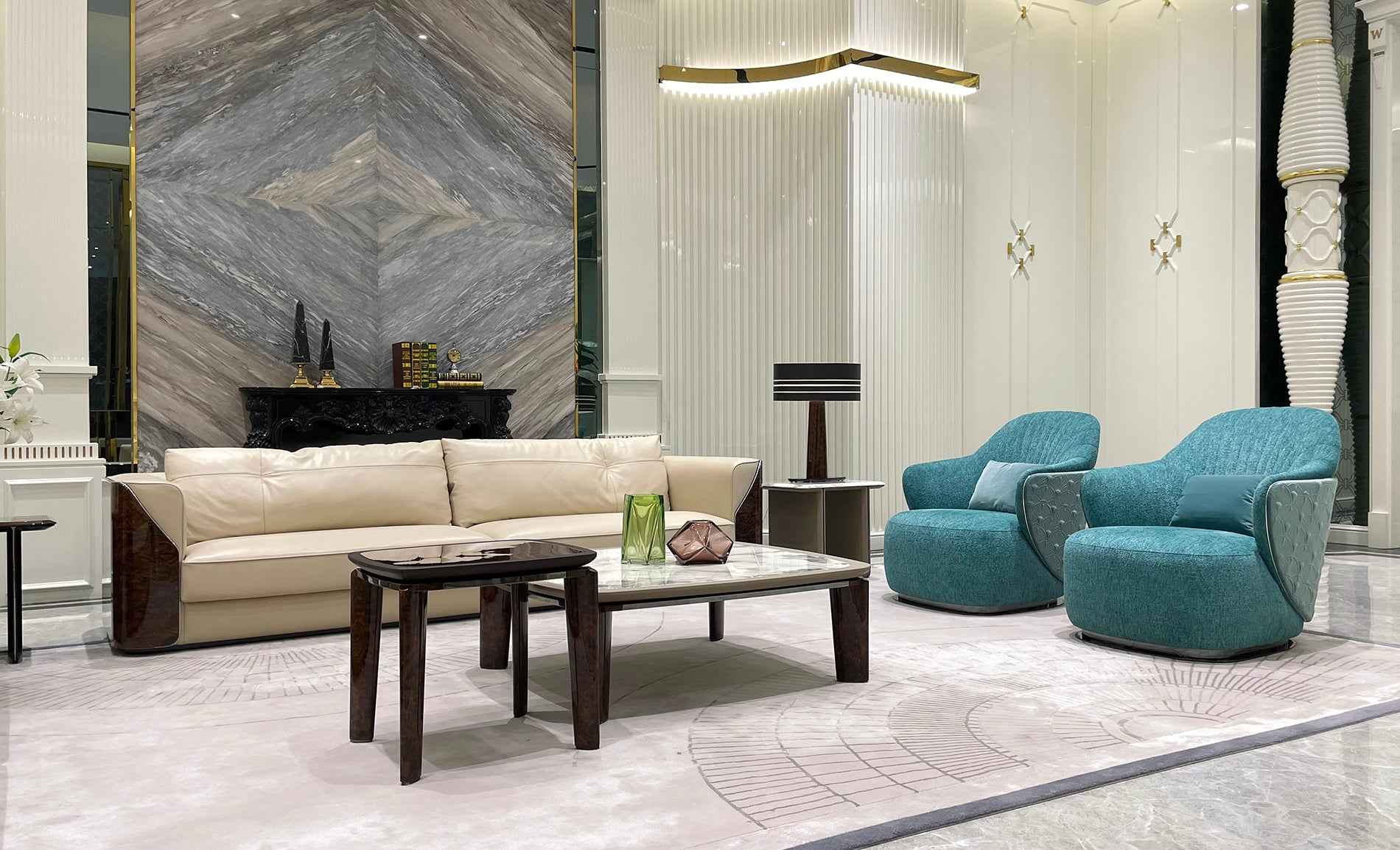 Leather furniture sofa living room light luxury modern sofa set W019SF2 Visionnaire style Fitzgerald Sofa