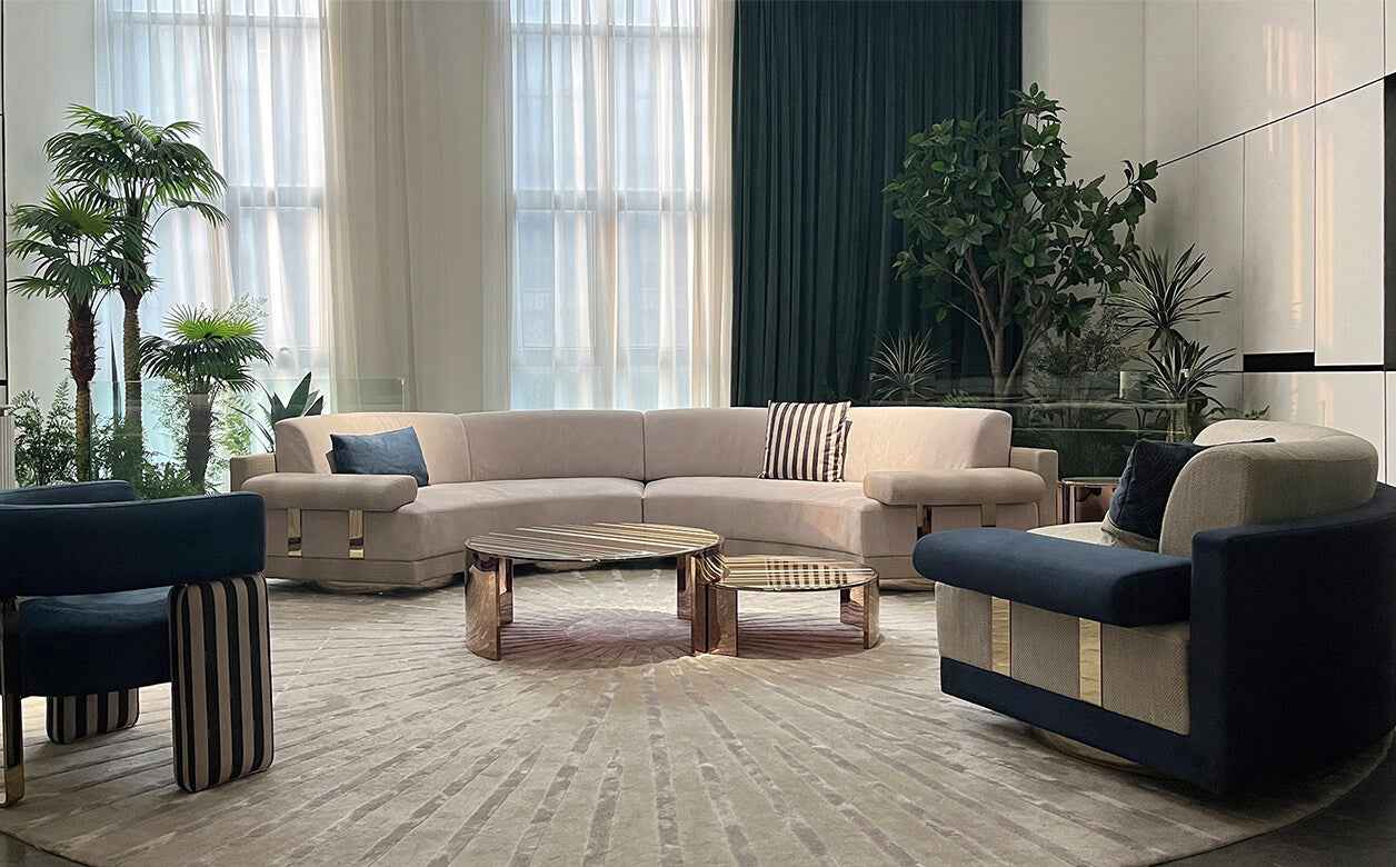 Minimalist Curved Fabric Sofa WH306SF2LC Modern furniture sofa