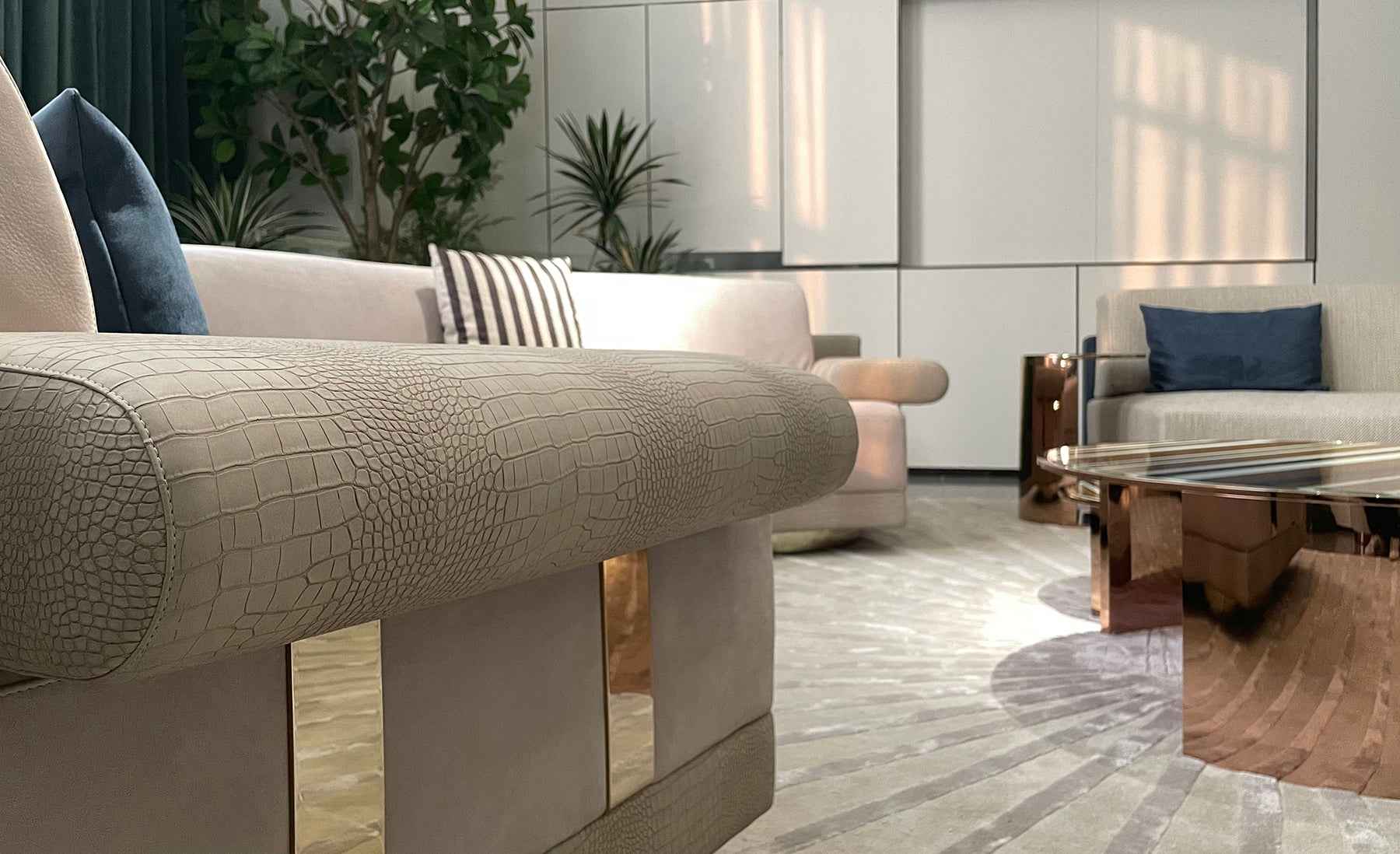 Minimalist Curved Fabric Sofa WH306SF2LC Modern furniture sofa