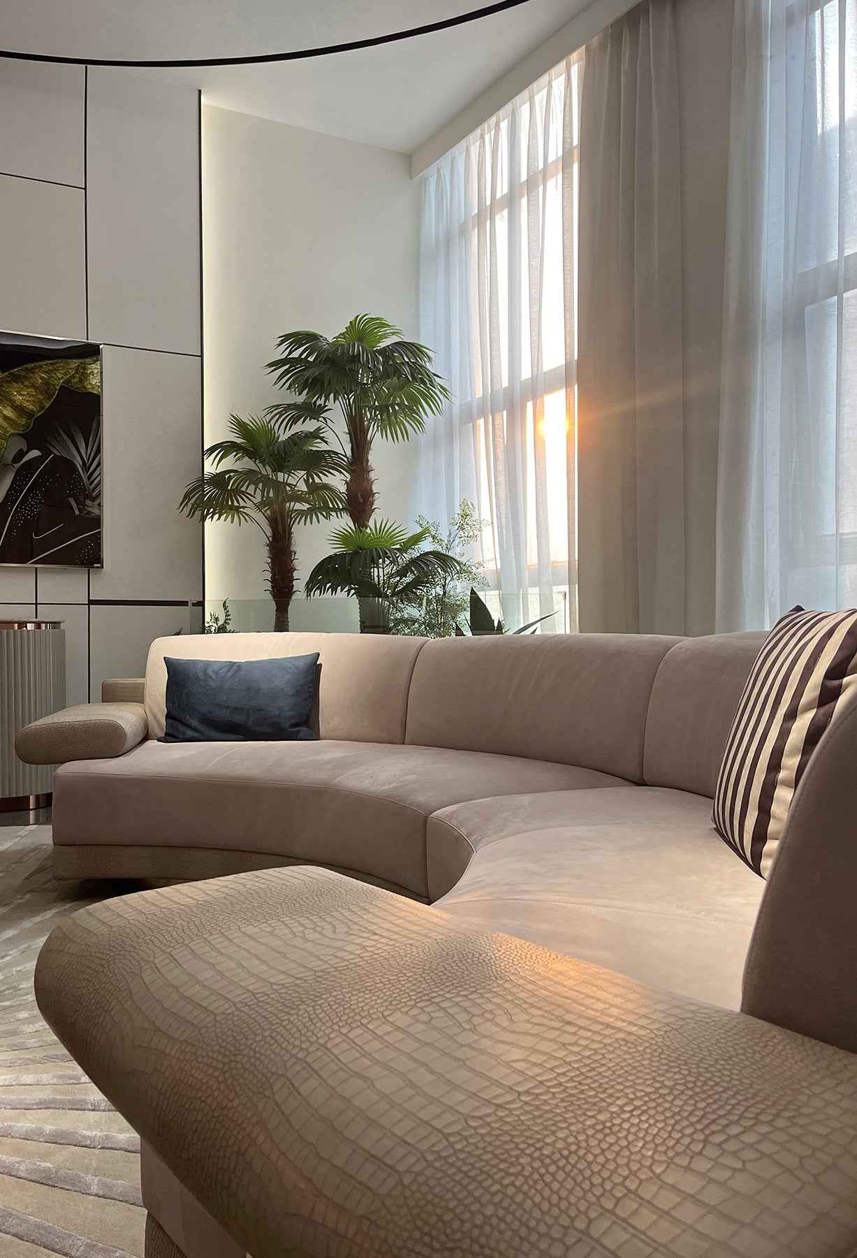 Minimalist Curved Fabric Sofa WH306SF2LC Modern furniture sofa