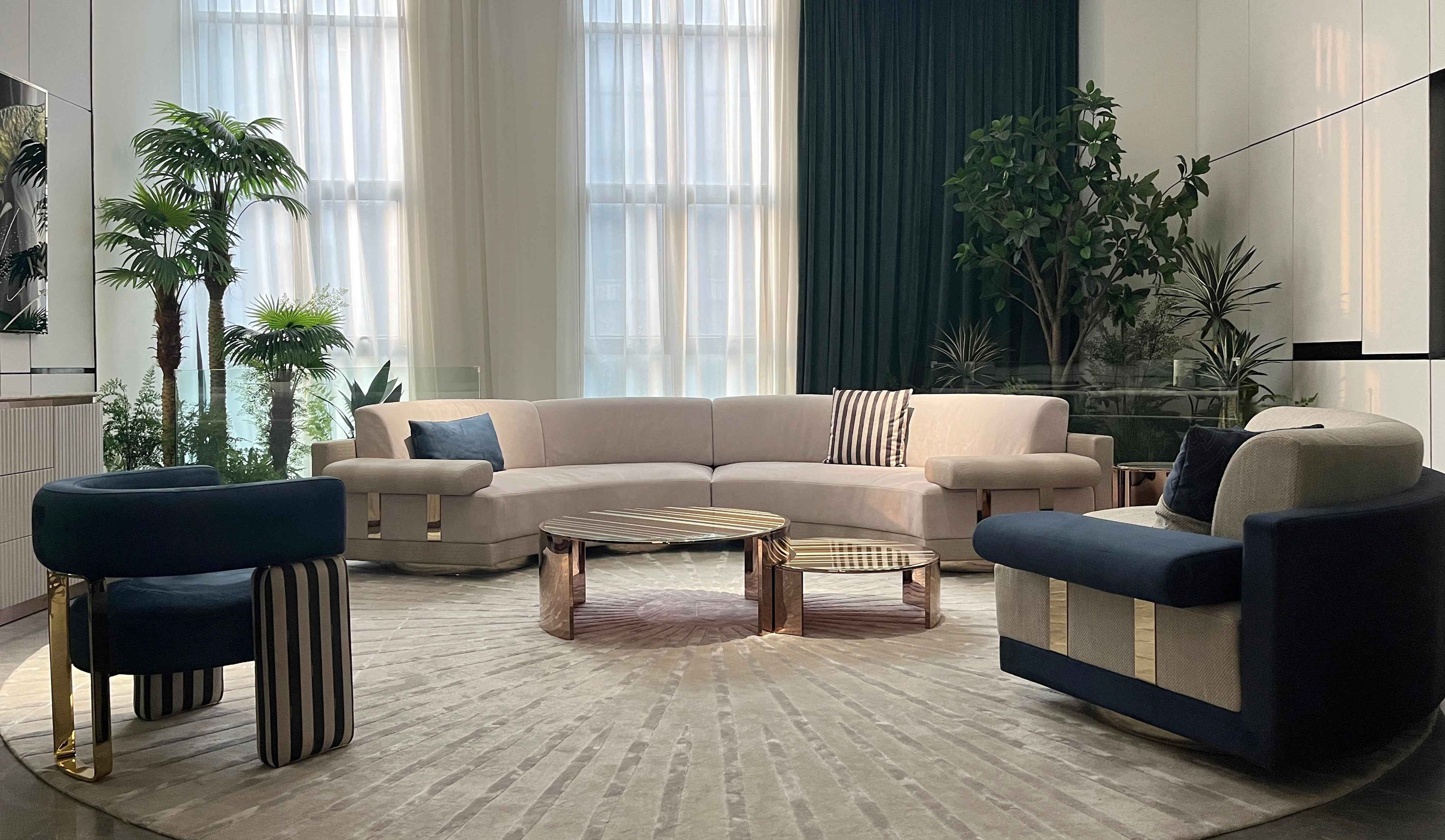 Minimalist Curved Fabric Sofa WH306SF2LC Modern furniture sofa