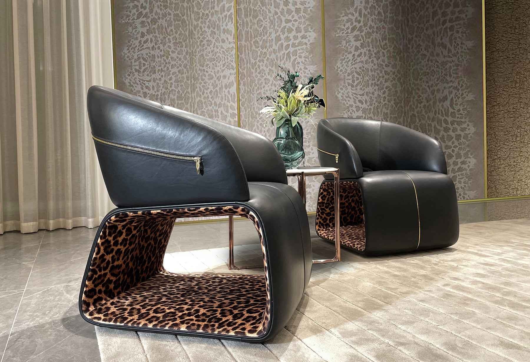 Leather Upholstered Lounge Chair with Metal Zipper Accents WH312SF11B Lounger chair