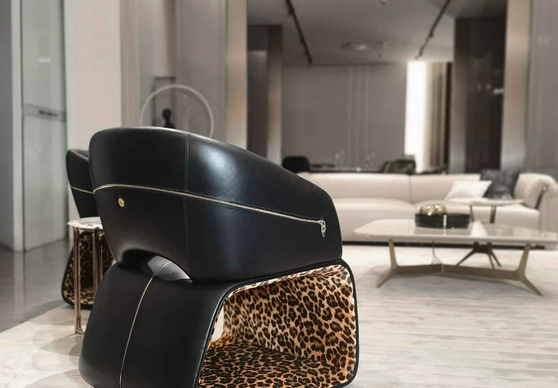 Leather Upholstered Lounge Chair with Metal Zipper Accents WH312SF11B Lounger chair