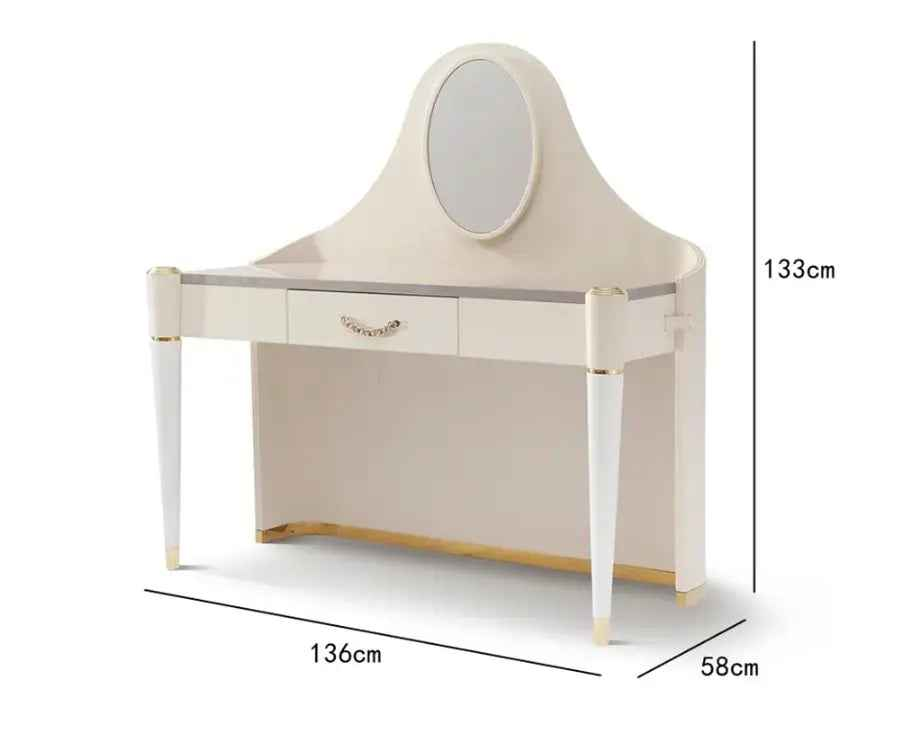 Bentley Style White Leather Elegant Bedroom Dressing Table with Mirror W005B13