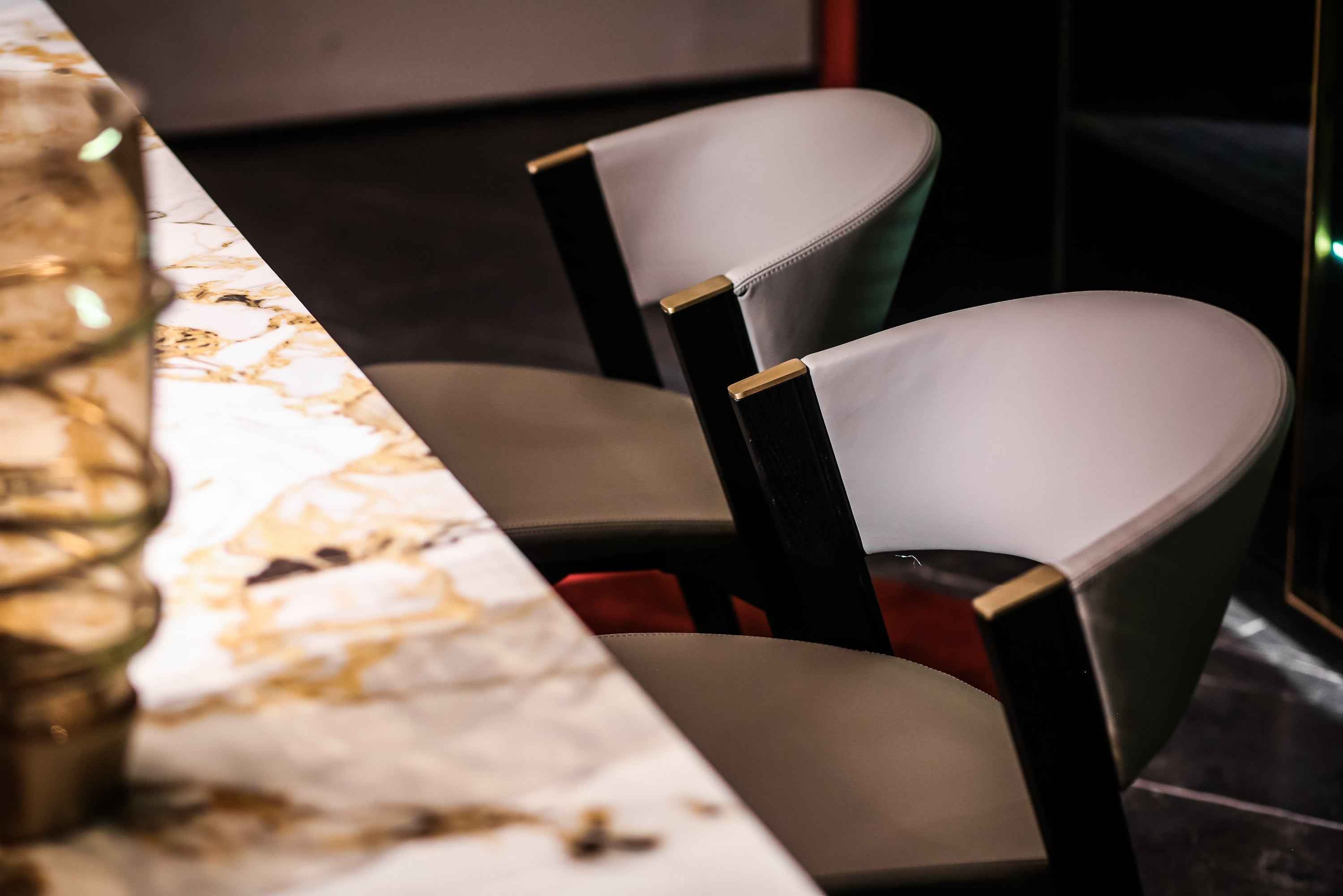 Italian minimalist style fish maw gold rock plate stainless steel brushed champagne gold dining table HA-1908 Dining Table