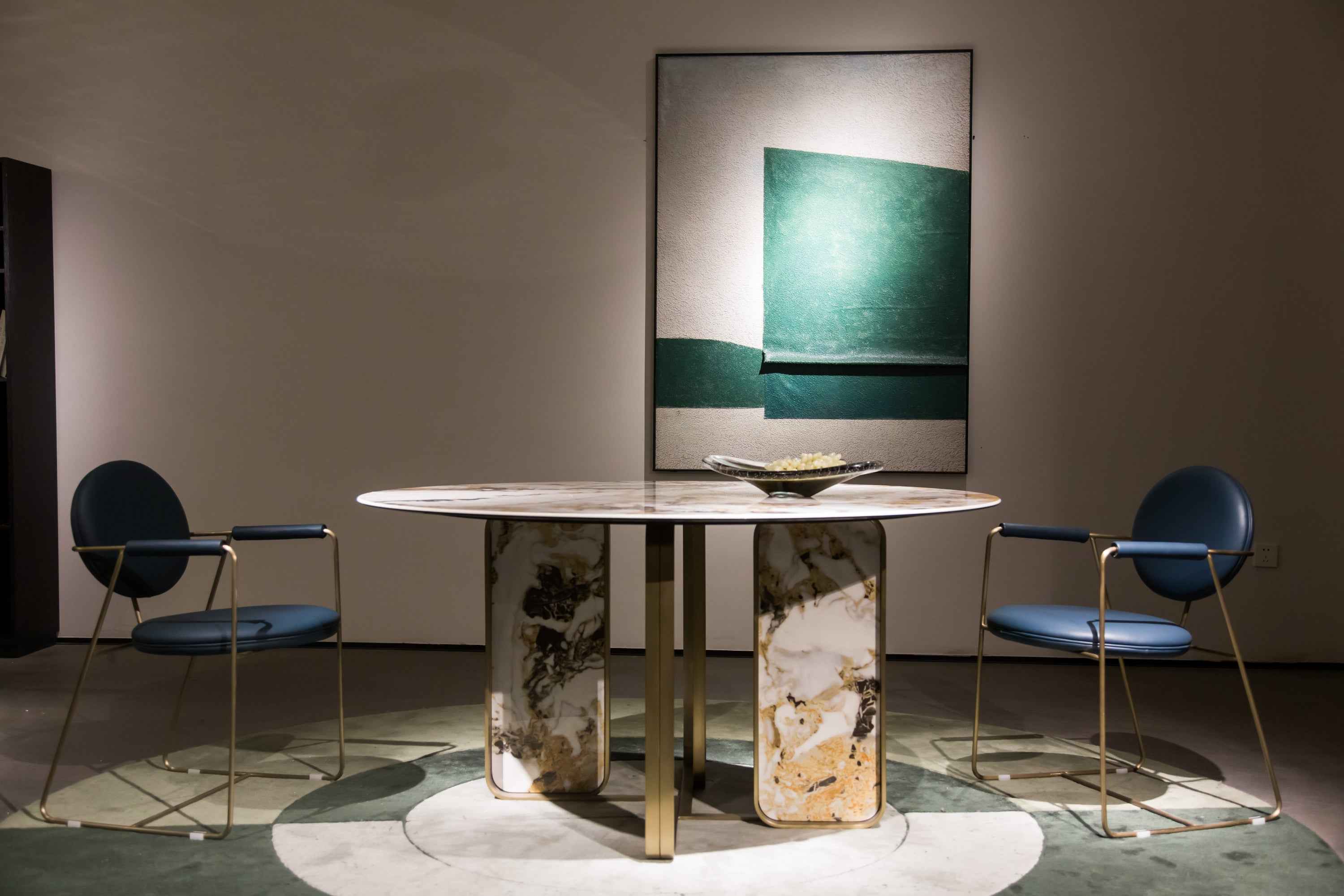 Italian minimalist style fish maw gold rock plate stainless steel brushed champagne gold dining table HA-1908 Dining Table