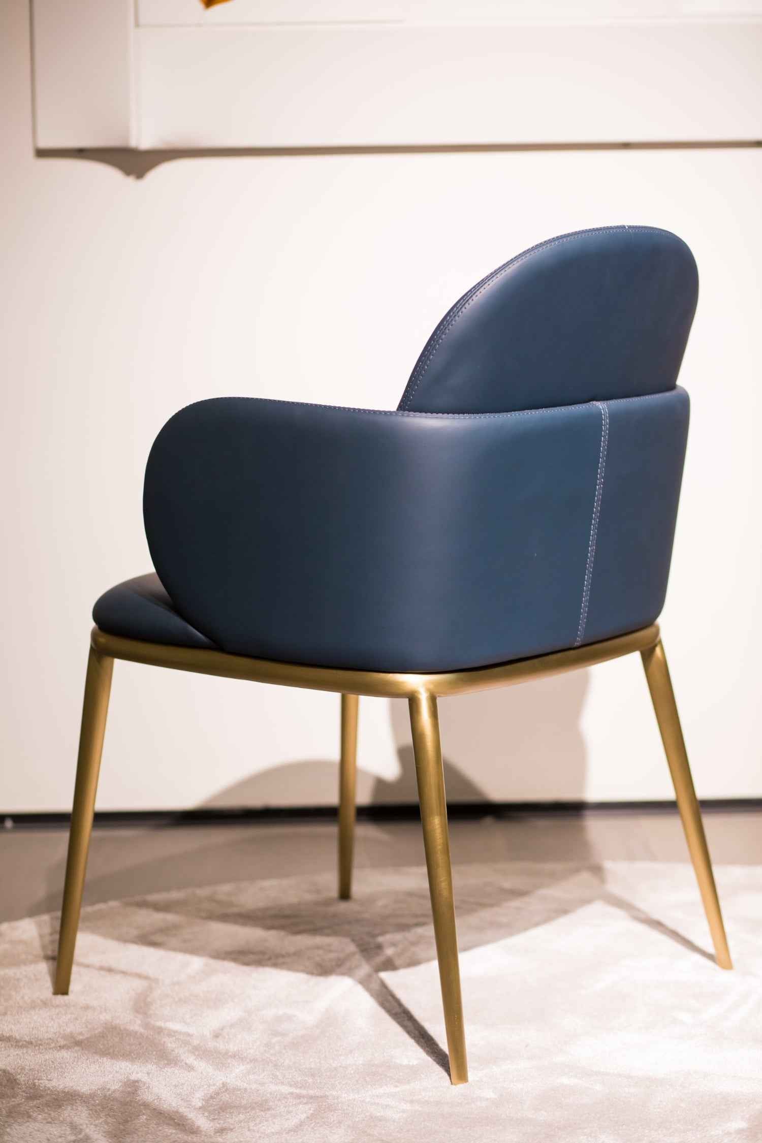 Italian minimalist style all-leather blue dining chair HB5-2017-1 dining chair