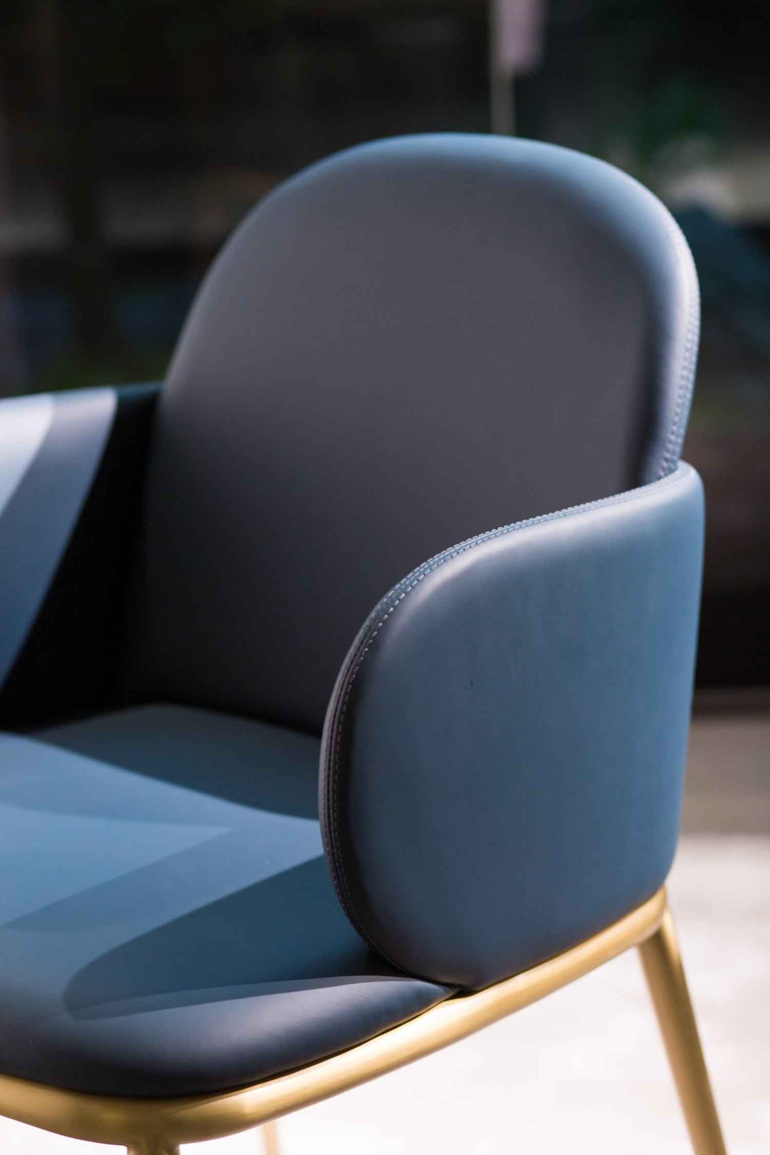 Italian minimalist style all-leather blue dining chair HB5-2017-1 dining chair