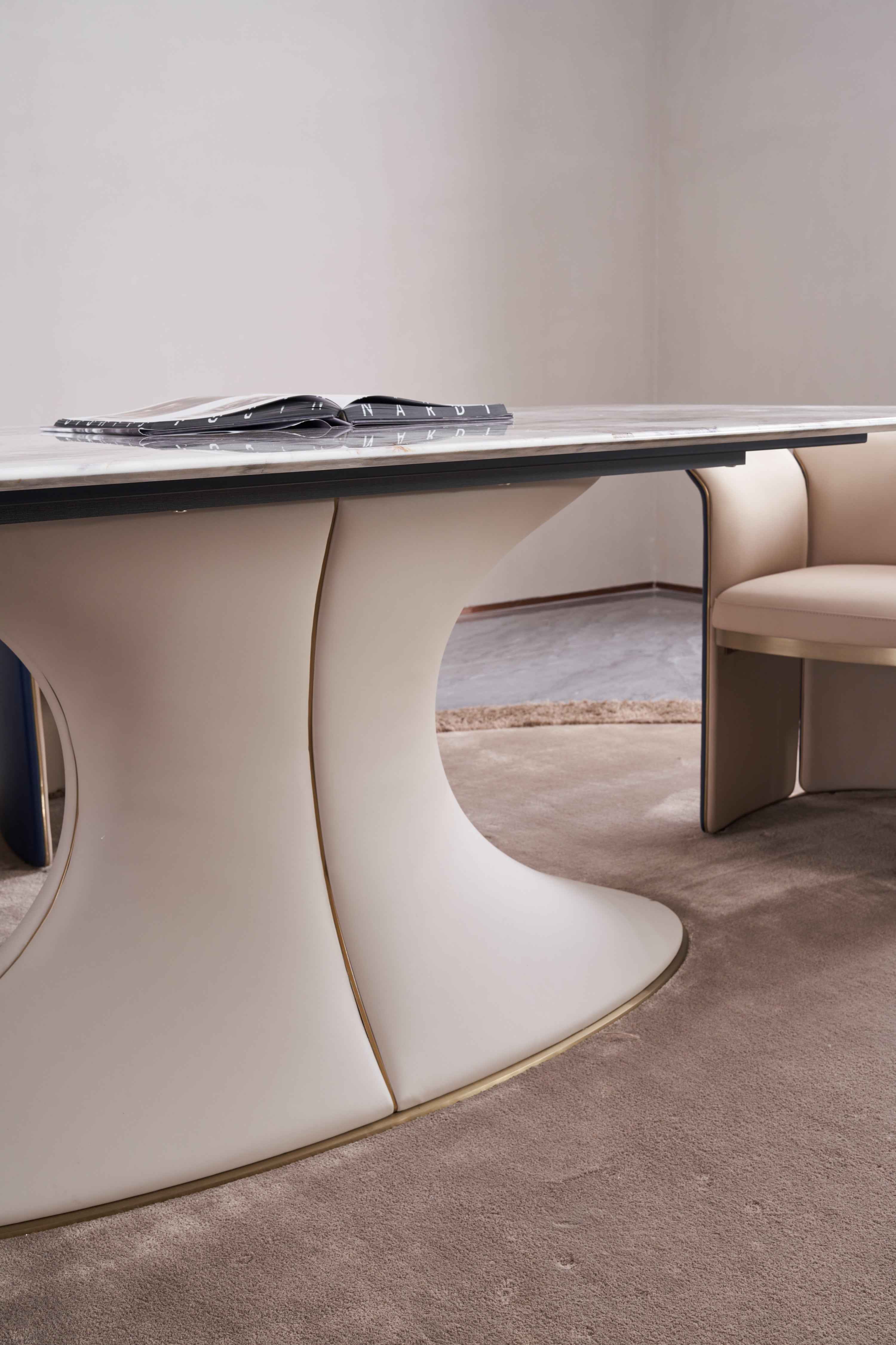 Italian minimalism Nile Danqing Color crystal Platinum Diamond marble Valkin marble gold powder Pandora Marble Blue Crystal marble long dining table DA5-039-1 Long dining Table