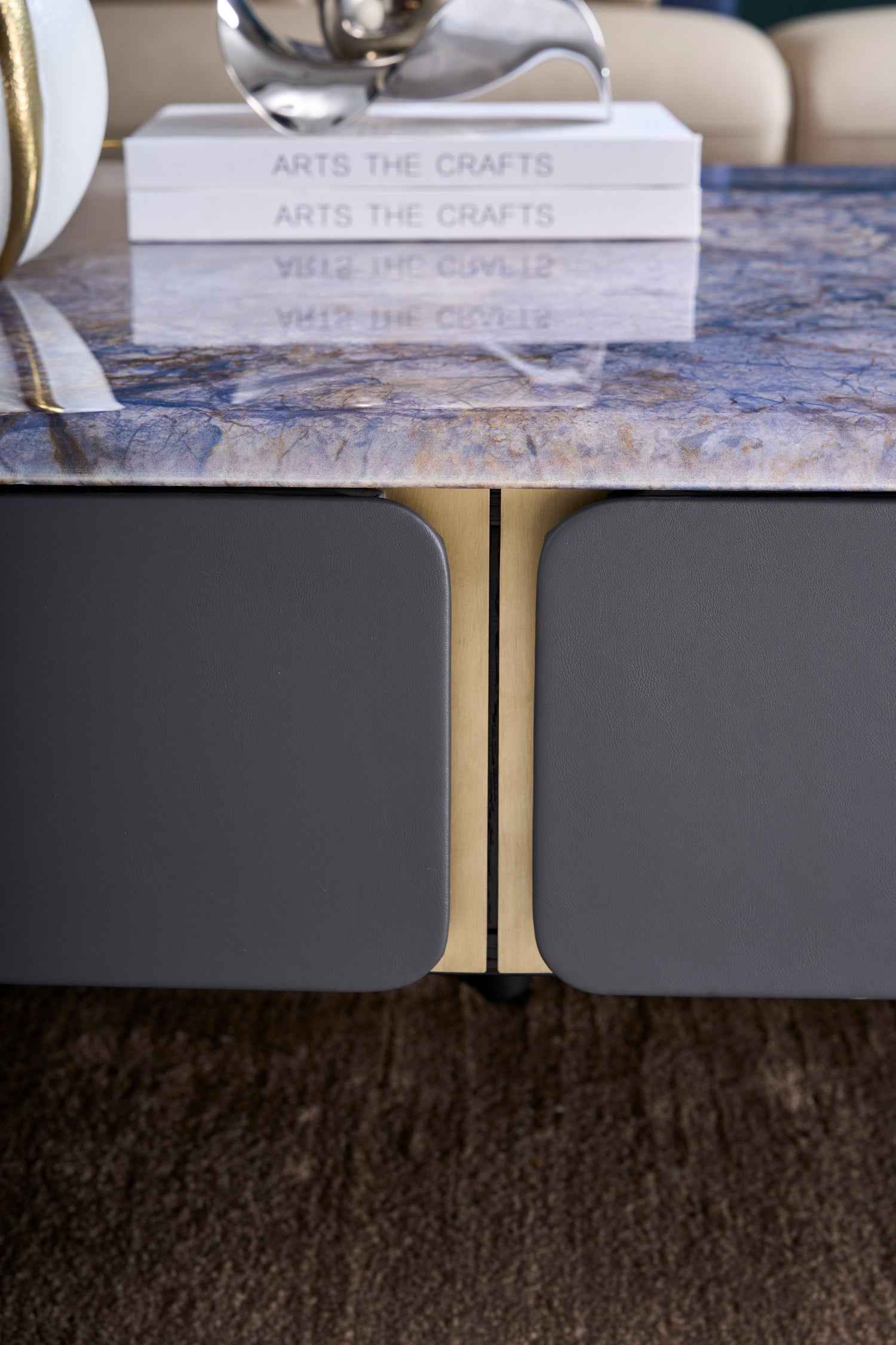 Italian Light Luxury Square Hardware Veneer DC3-055-1 DC3-055-3 Marble Tea Table