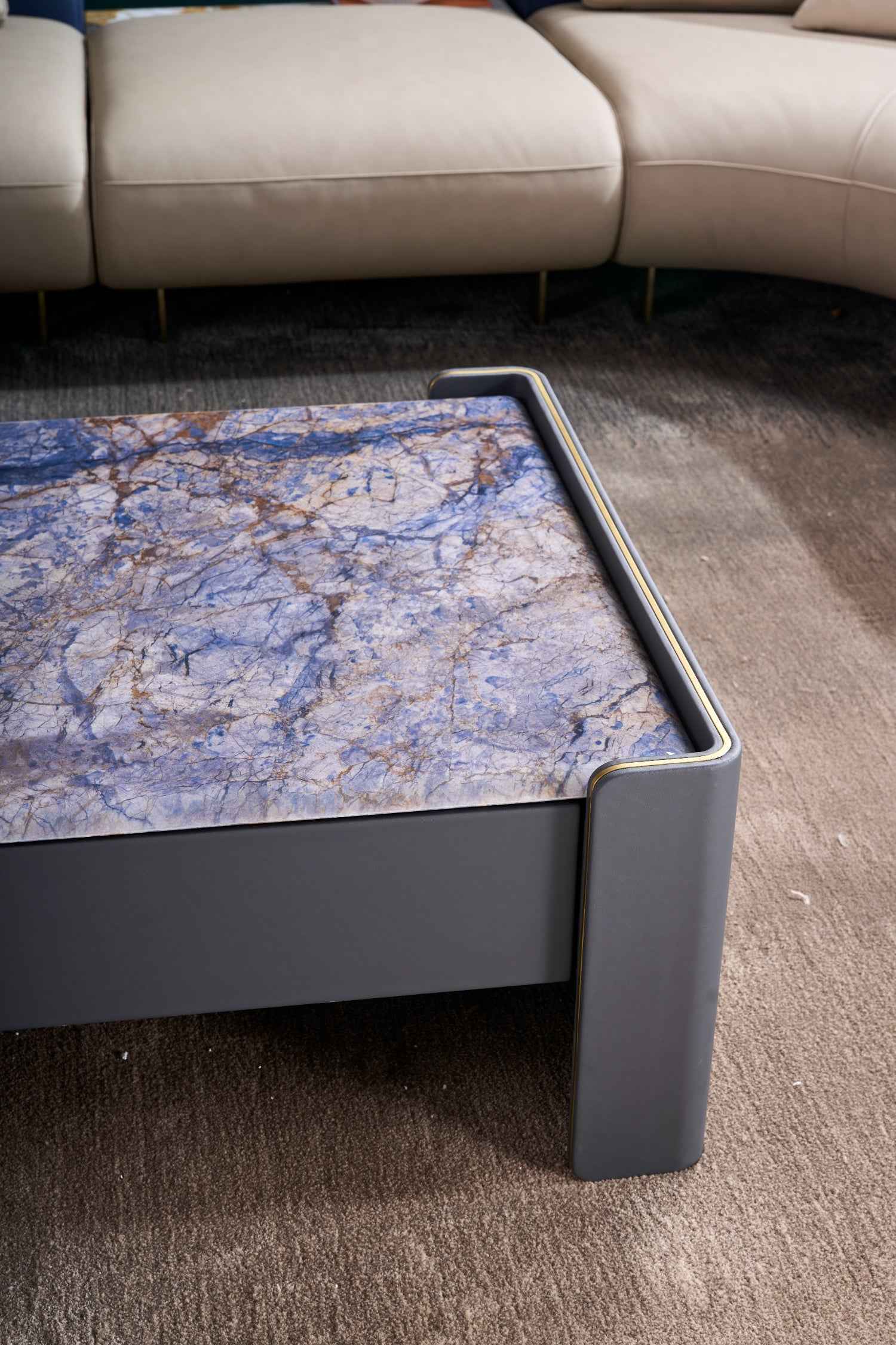 Italian Light Luxury Square Hardware Veneer DC3-055-1 DC3-055-3 Marble Tea Table