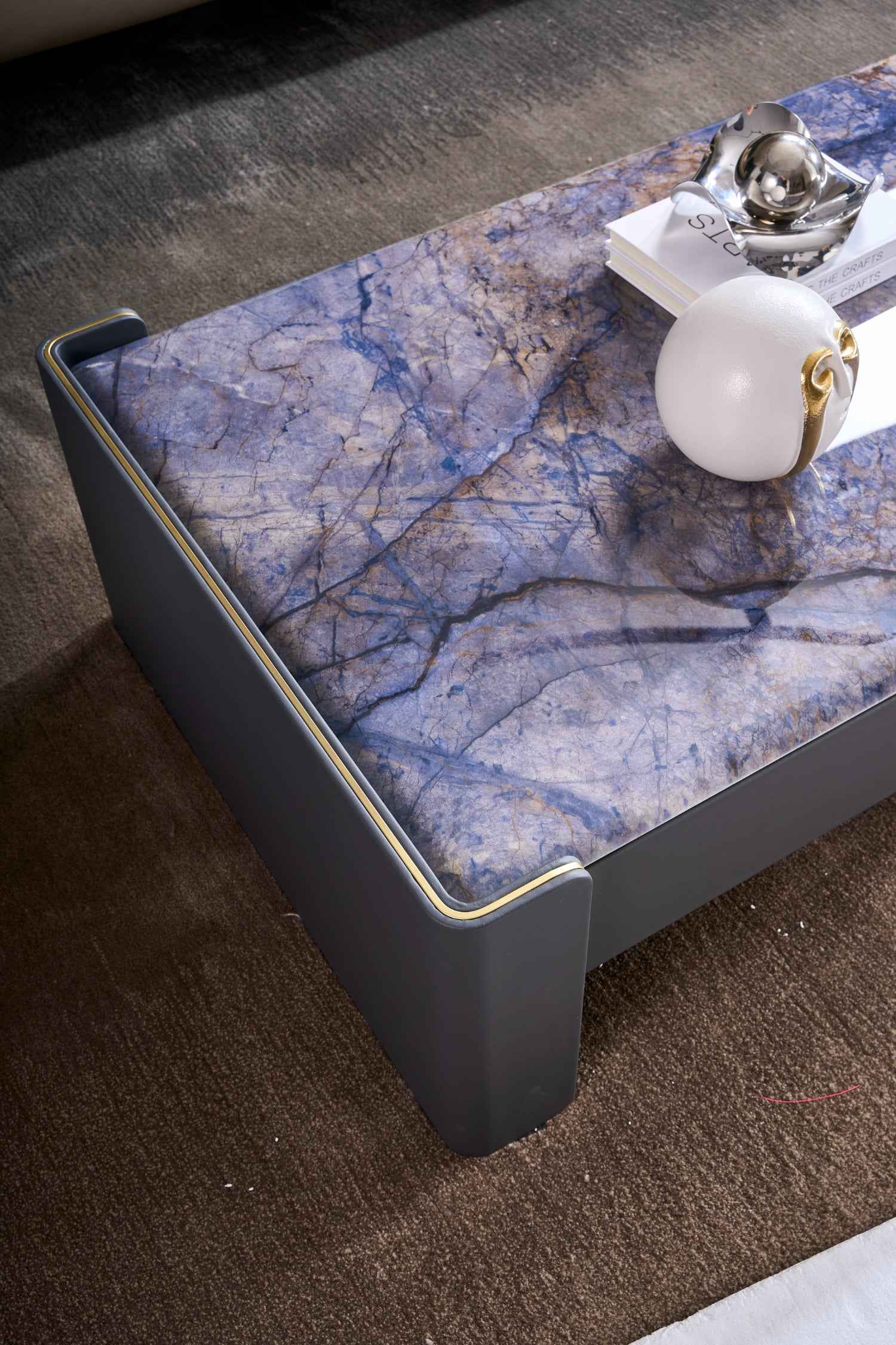 Italian Light Luxury Square Hardware Veneer DC3-055-1 DC3-055-3 Marble Tea Table