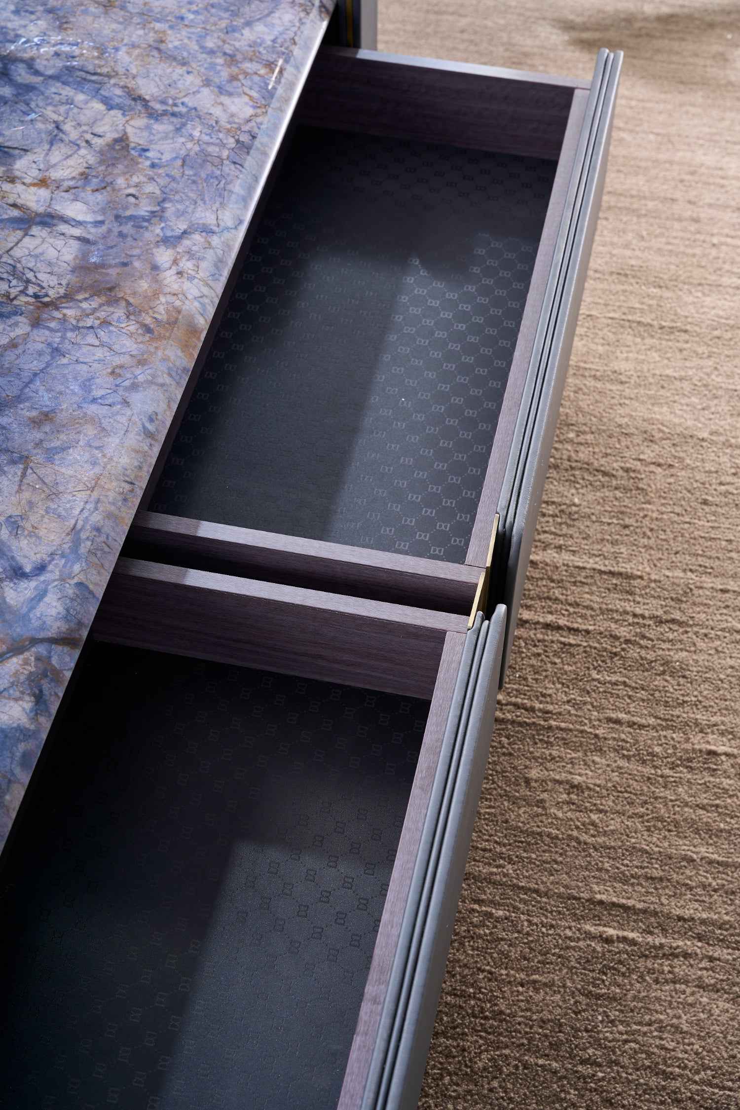 Italian Light Luxury Square Hardware Veneer DC3-055-1 DC3-055-3 Marble Tea Table