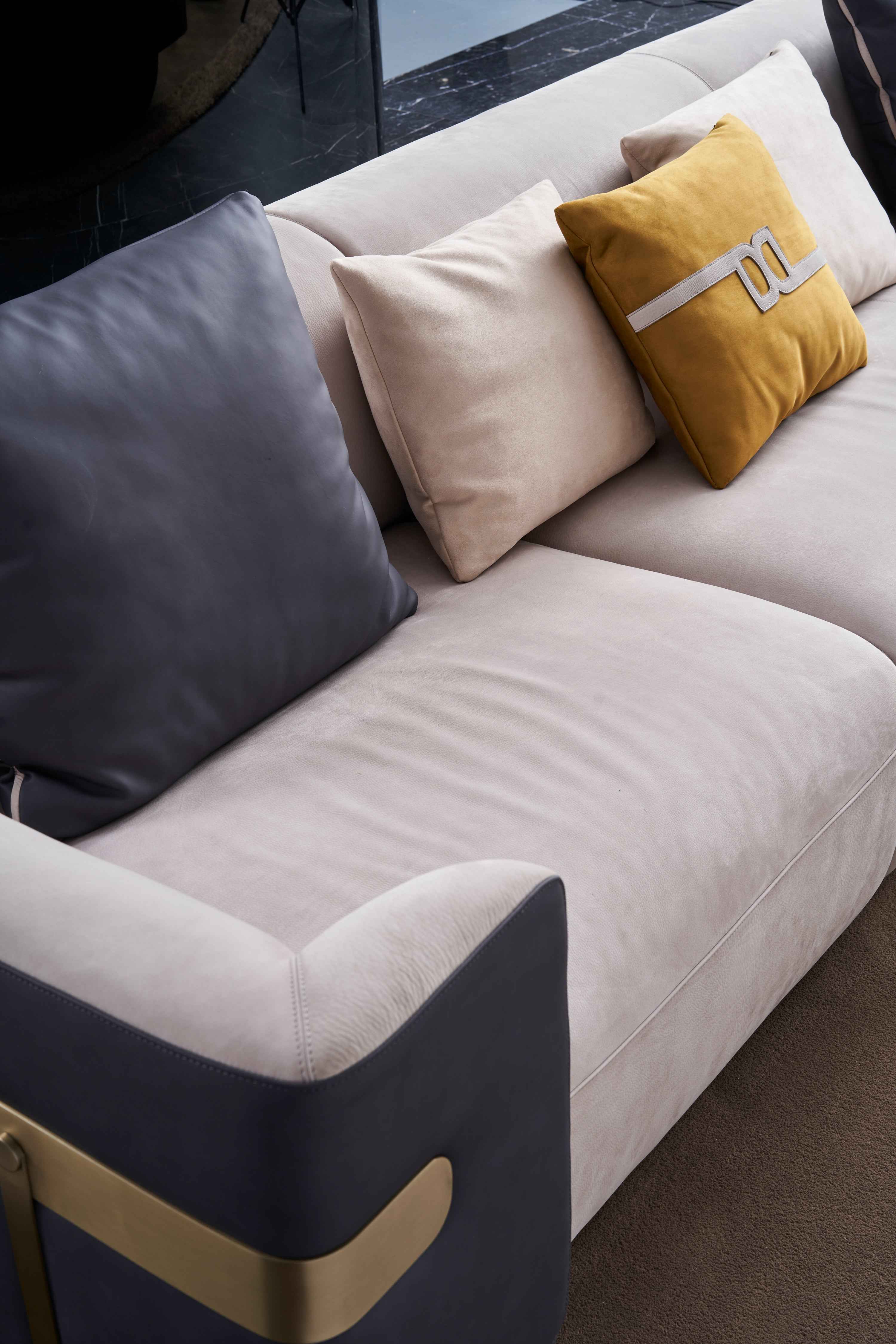 Italian minimalist A66 leather sofa DJ5-051 Sofa