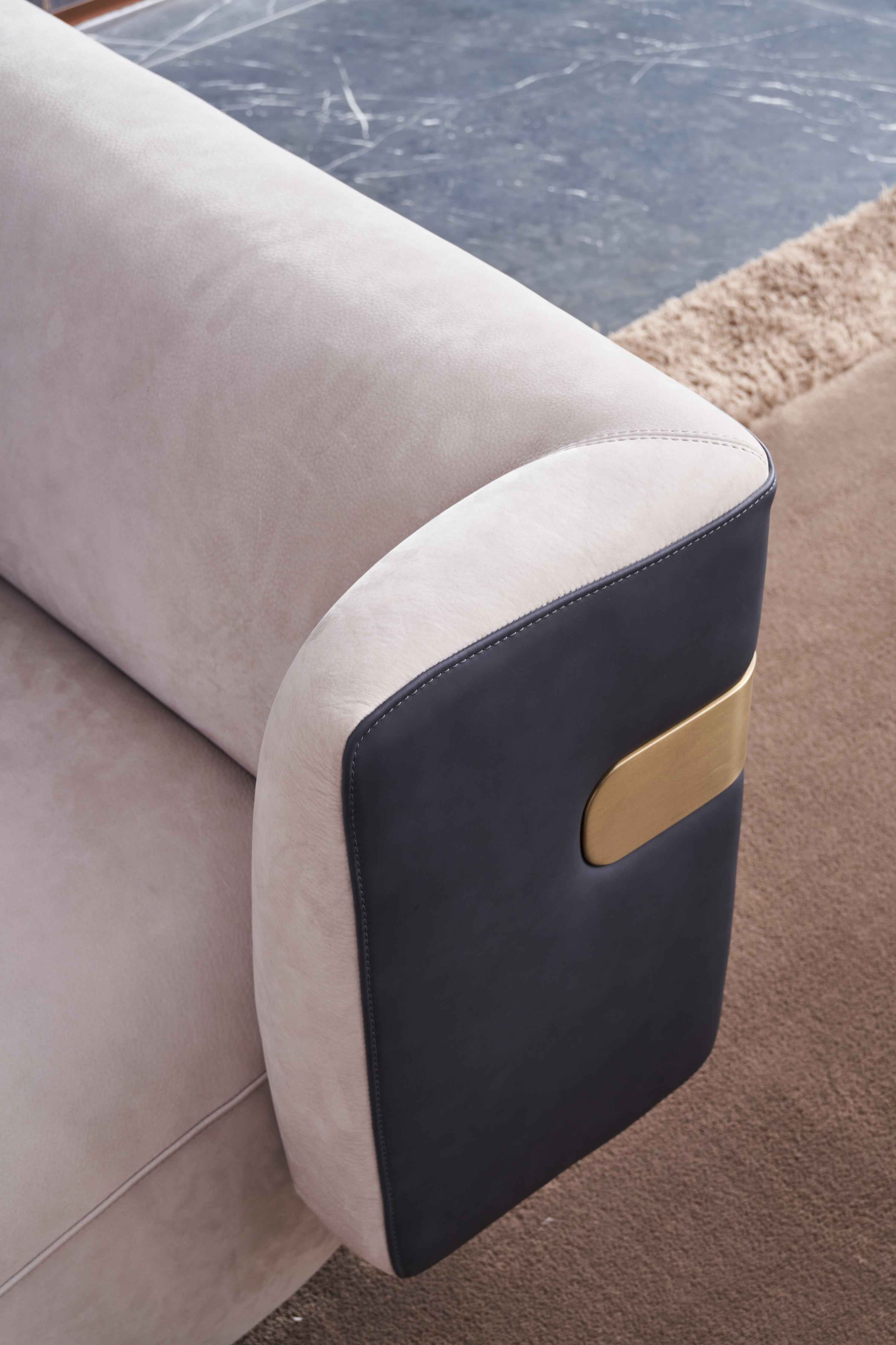 Italian minimalist A66 leather sofa DJ5-051 Sofa