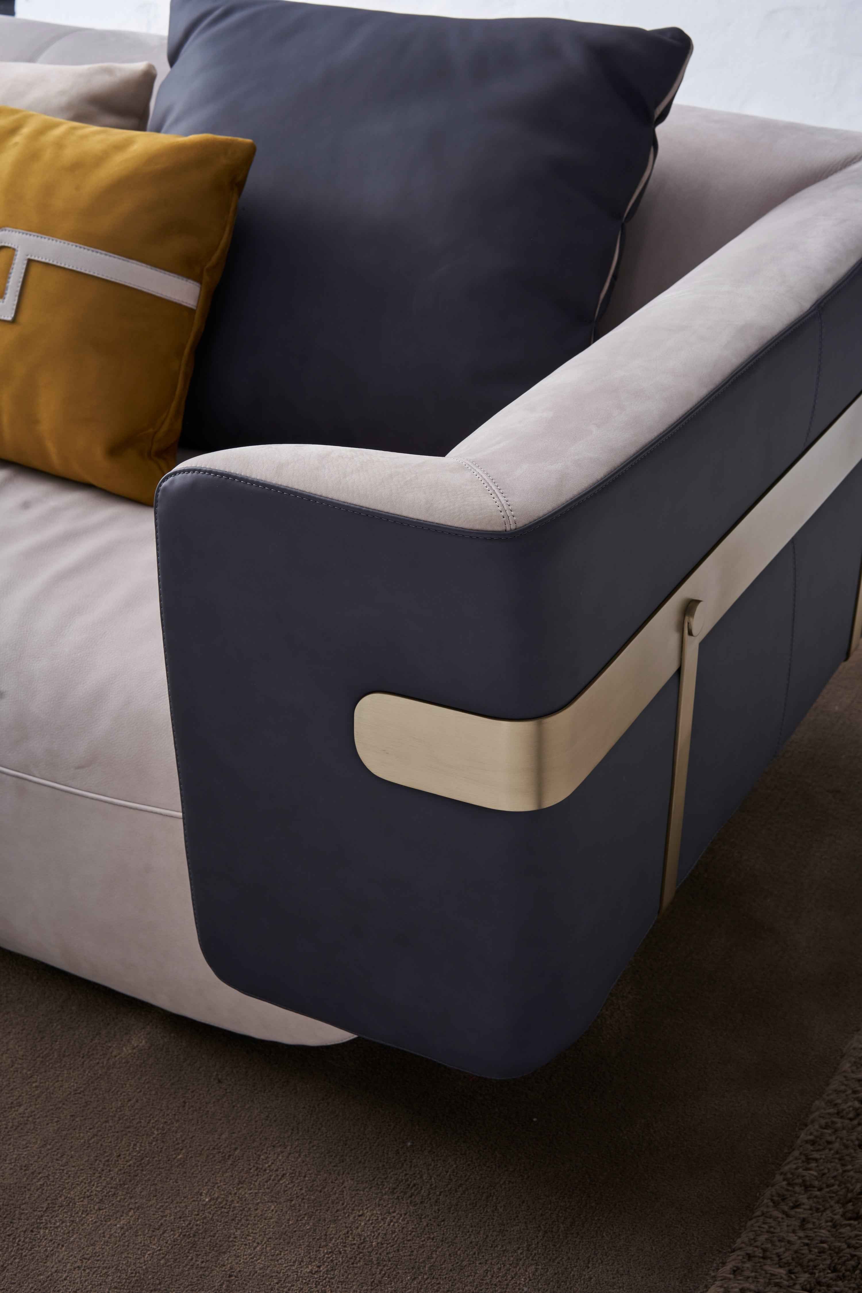 Italian minimalist A66 leather sofa DJ5-051 Sofa