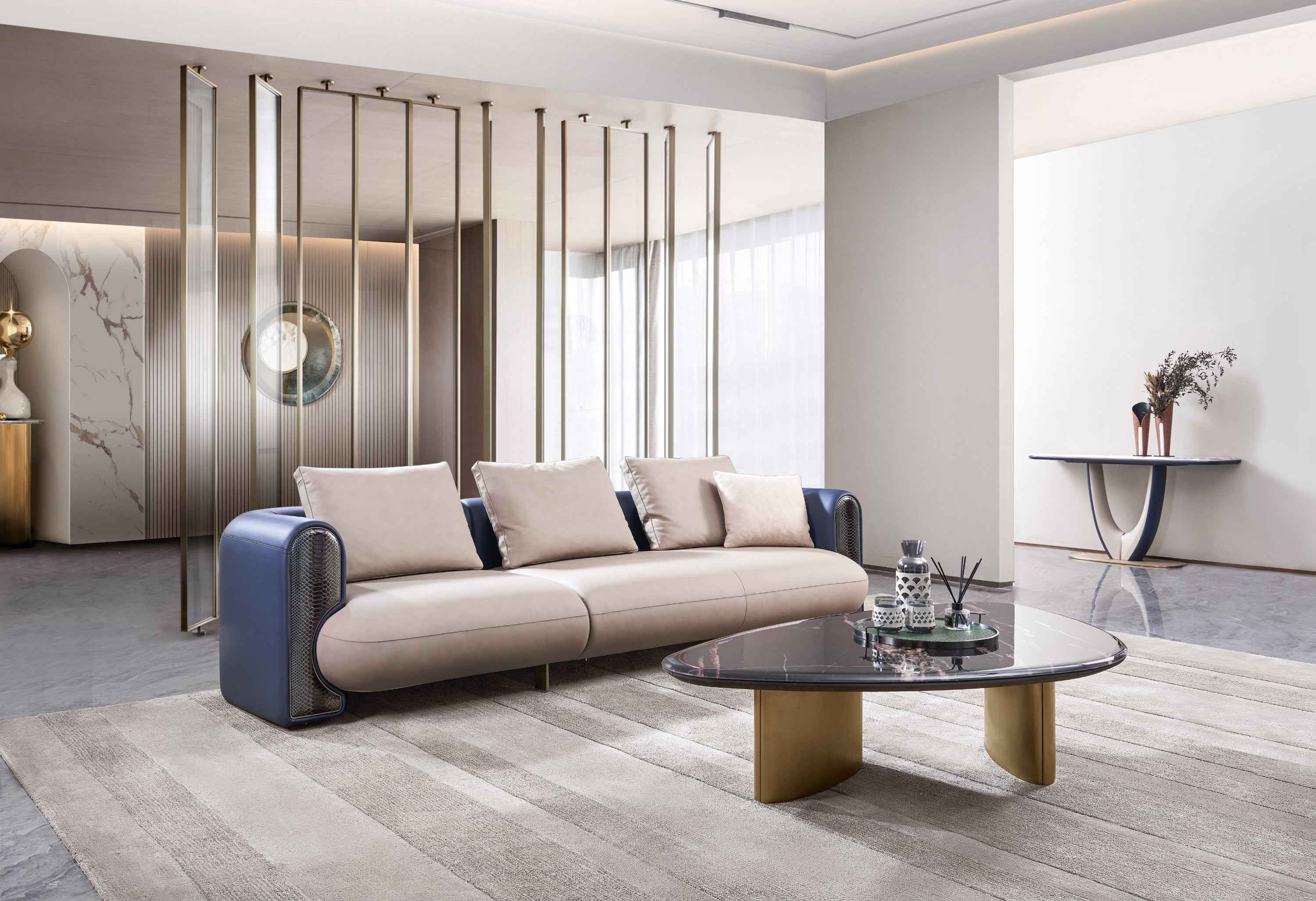 Italian minimalist AB04 leather sofa DJ5-052 Sofa