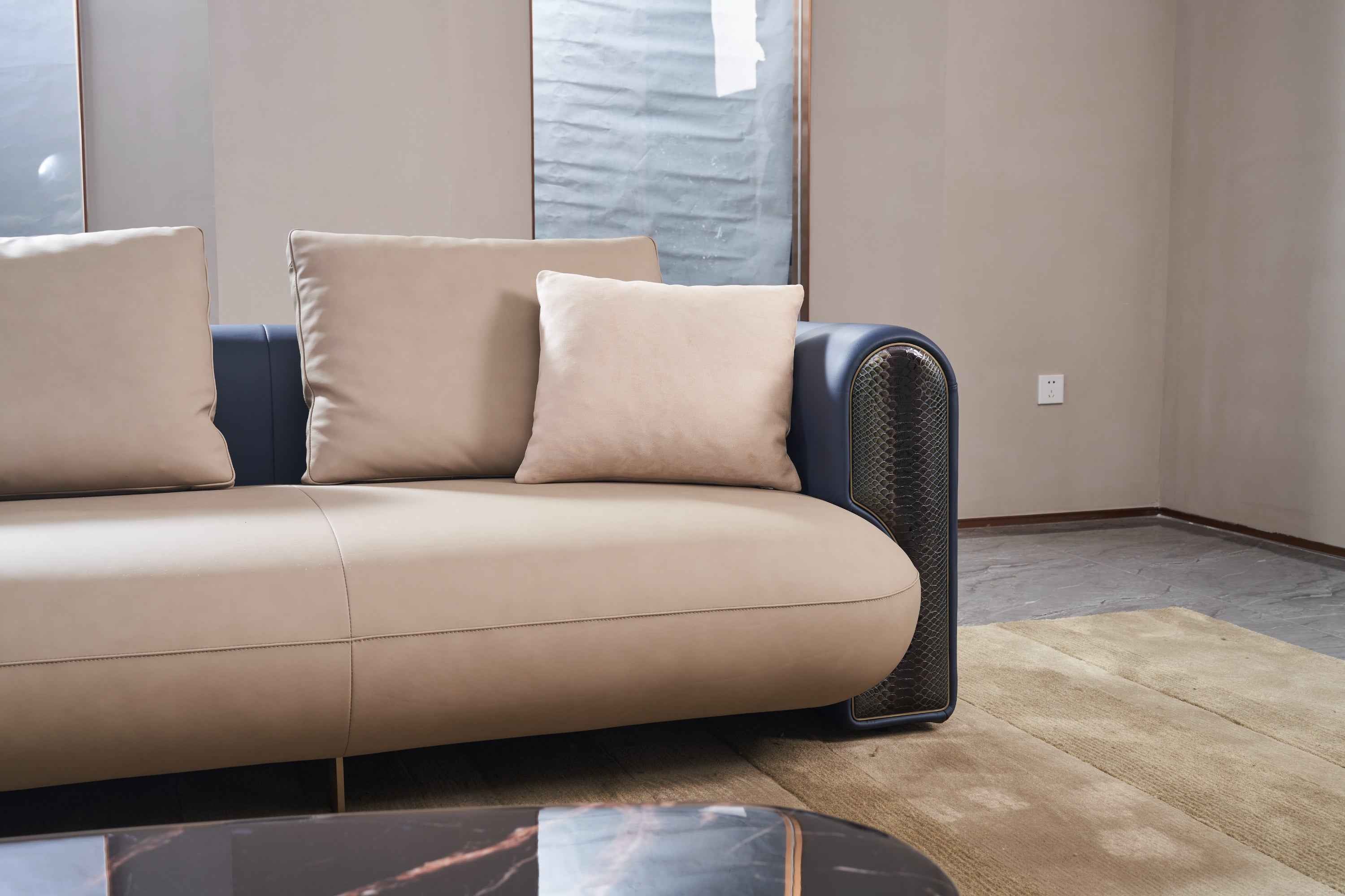 Italian minimalist AB04 leather sofa DJ5-052 Sofa